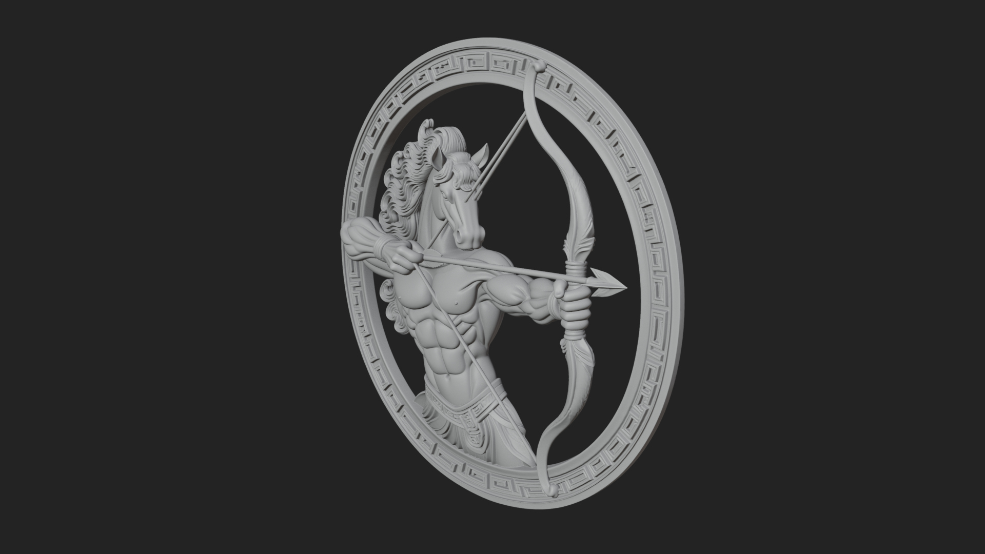 Centaur Archer Oval Plaque Design 3 3D Print Model 3D Model