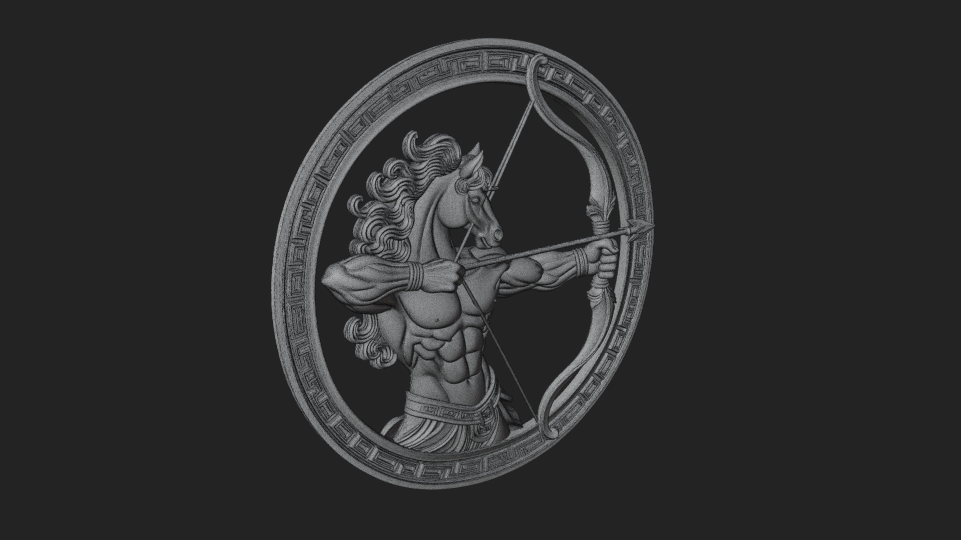 Centaur Archer Oval Plaque Design 3 3D Print Model 3D Model