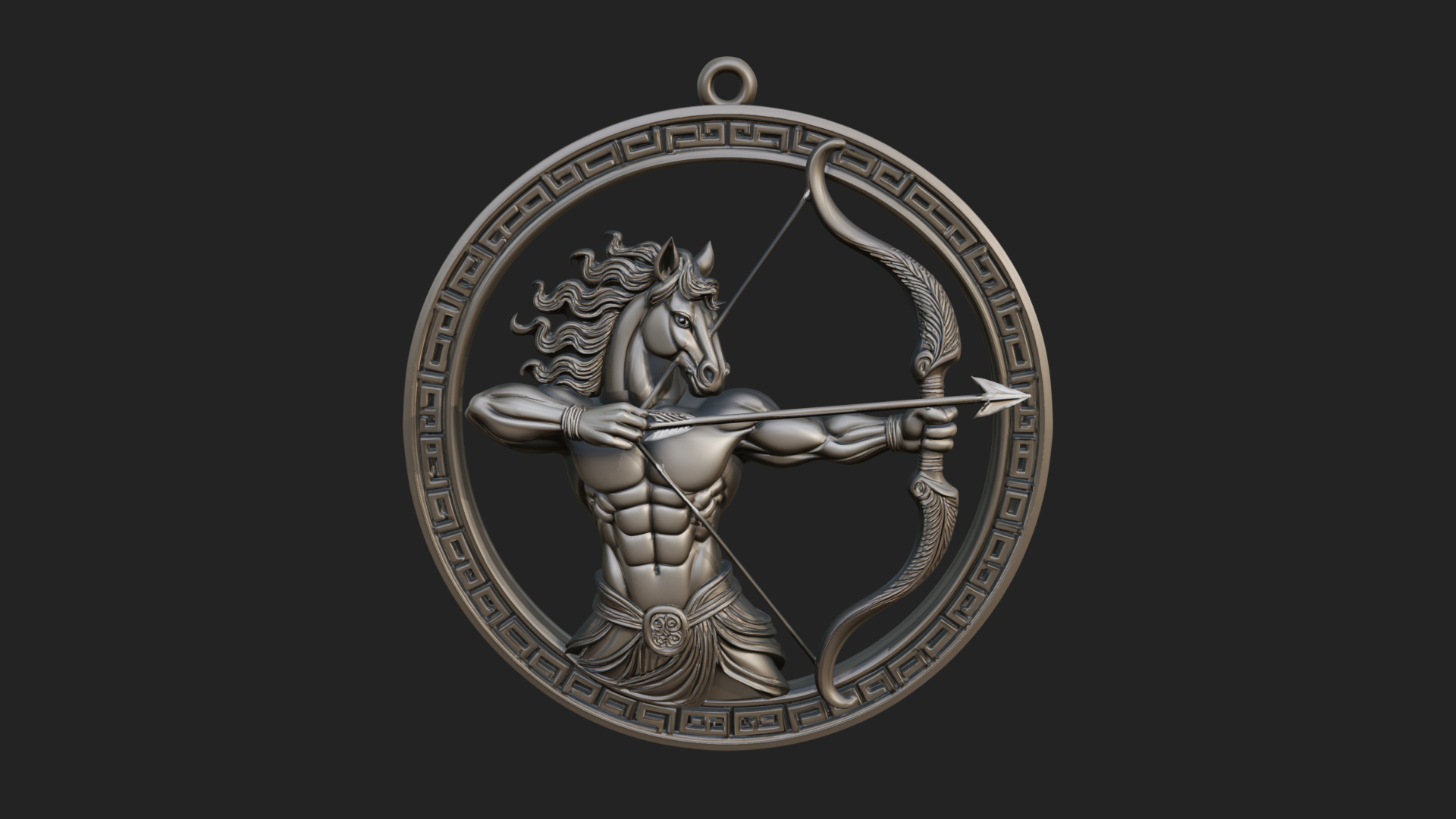 Centaur Archer Oval Plaque Design 4 3D Print Model 3D Model