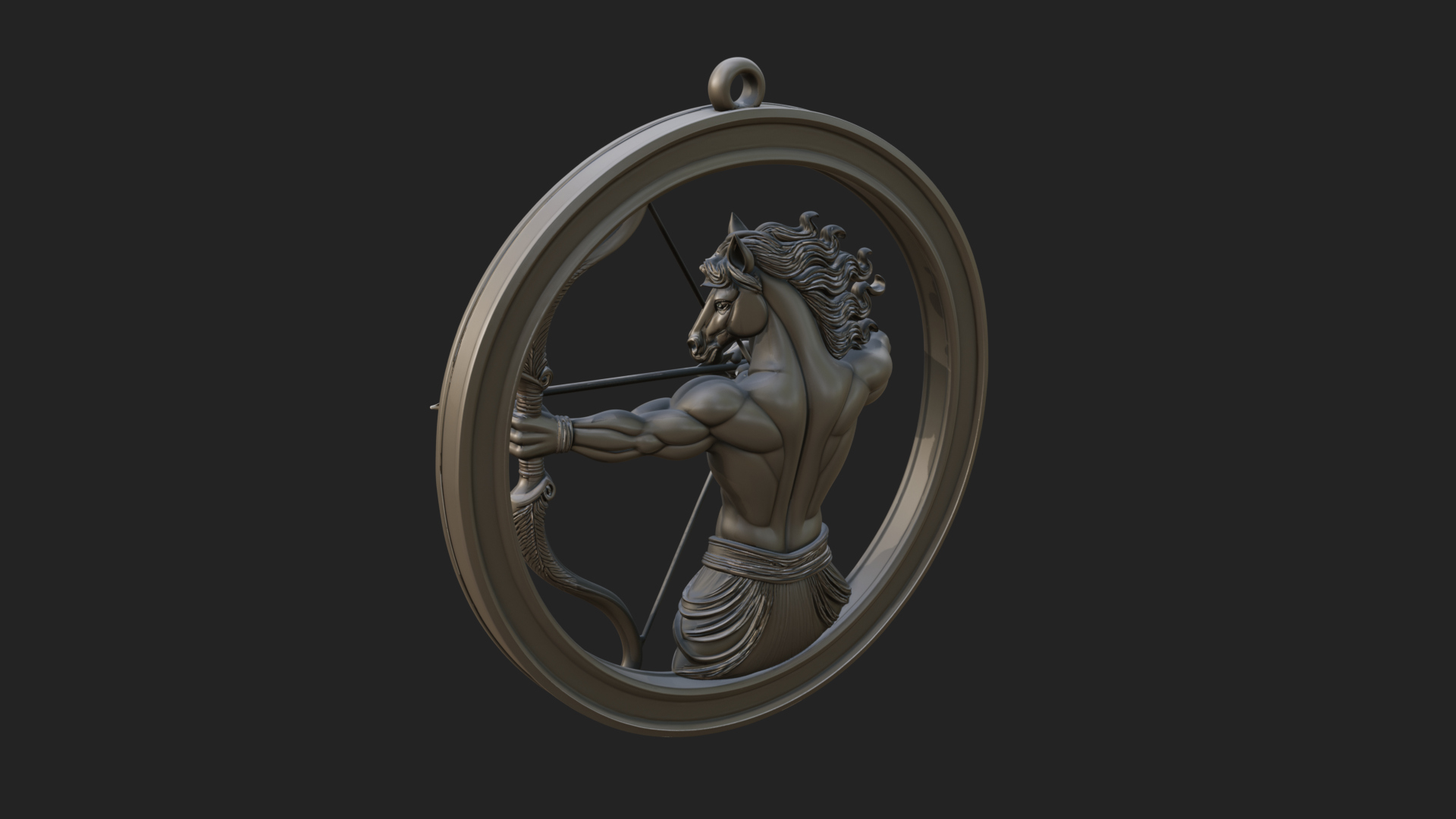 Centaur Archer Oval Plaque Design 4 3D Print Model 3D Model