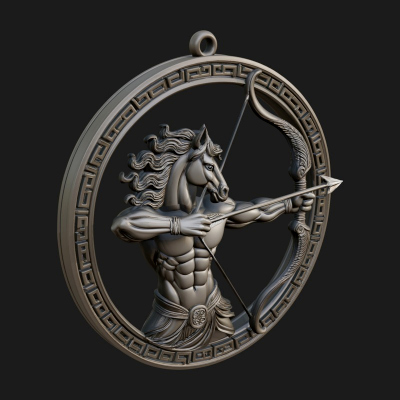 Centaur Archer Oval Plaque Design 4 3D Print Model