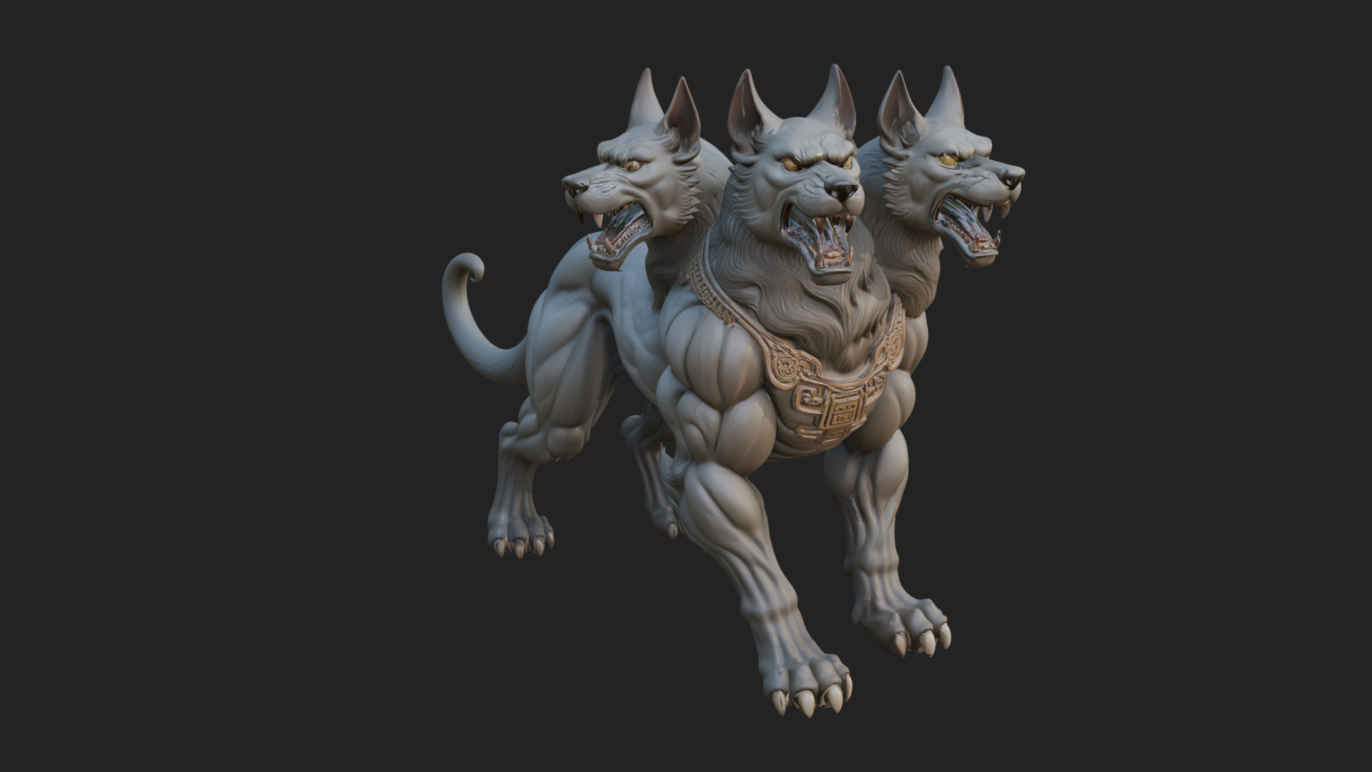 Cerberus Three-Headed Dog Statue Design 10 3D Print Model 3D Model