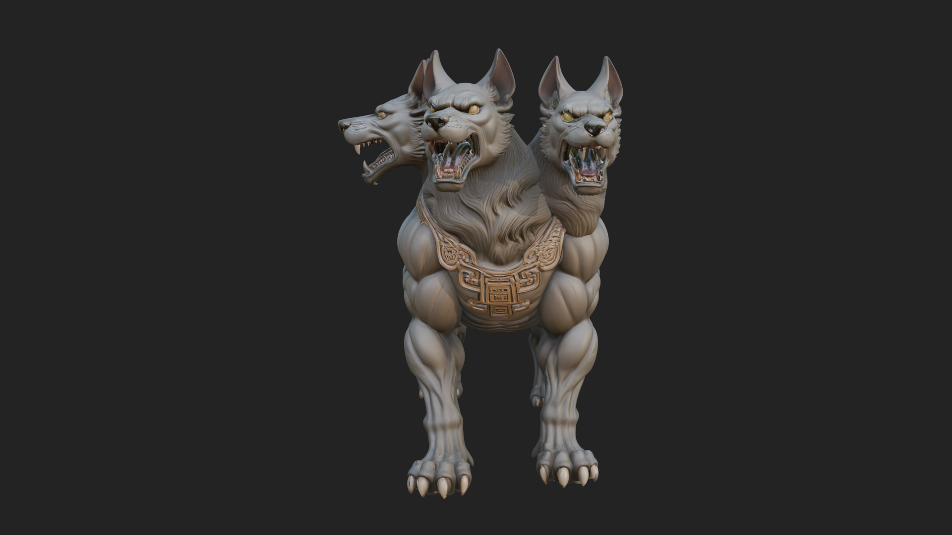 Cerberus Three-Headed Dog Statue Design 10 3D Print Model 3D Model