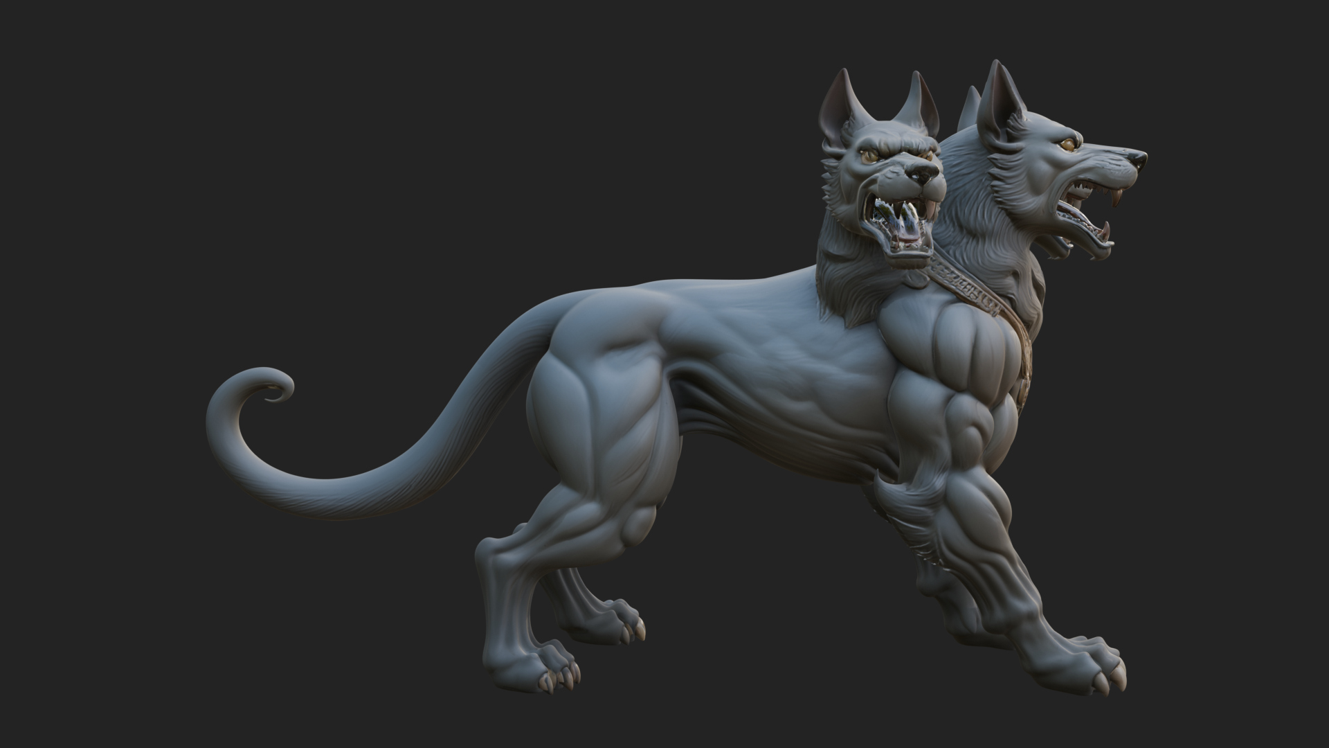 Cerberus Three-Headed Dog Statue Design 10 3D Print Model 3D Model