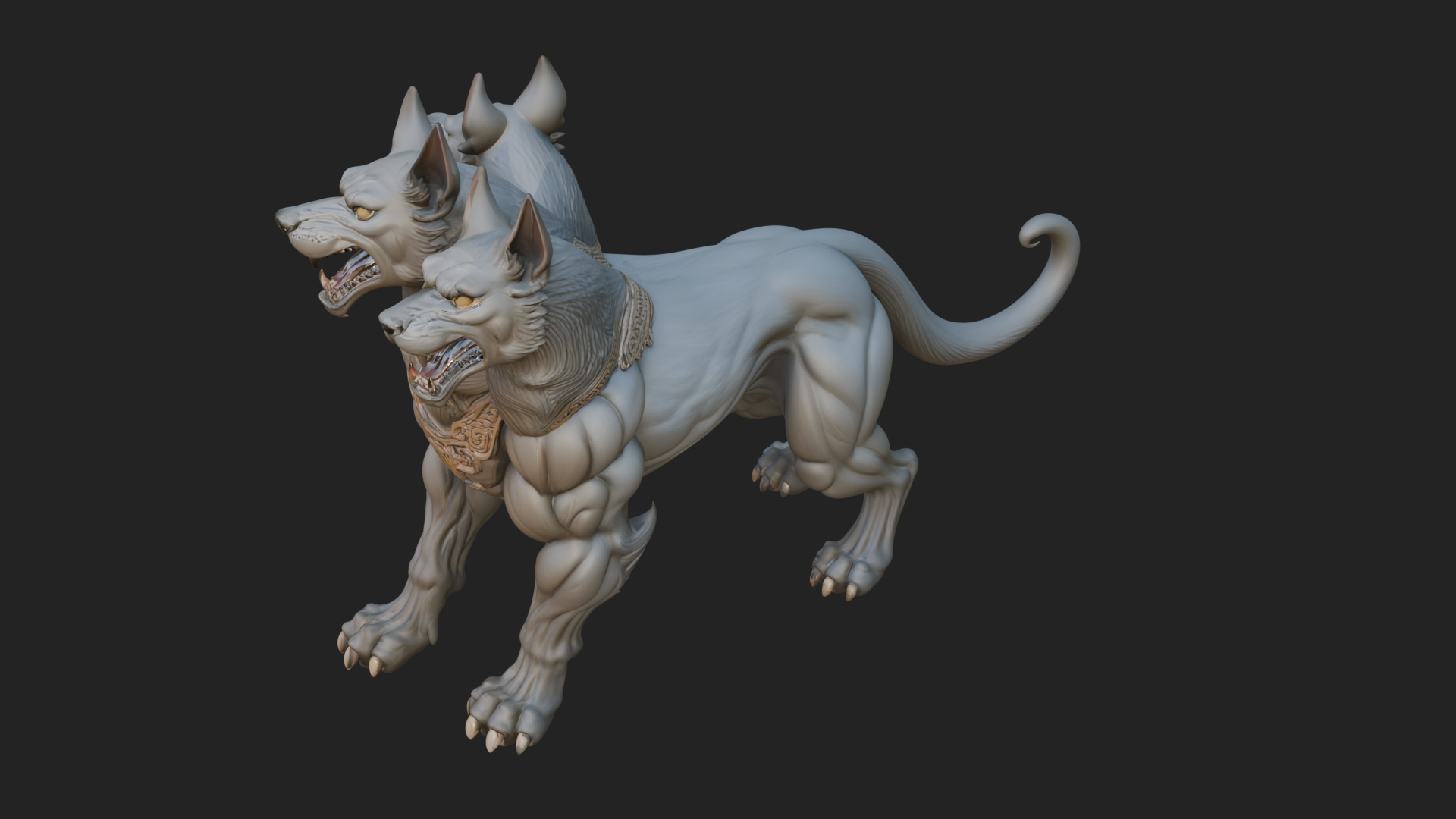 Cerberus Three-Headed Dog Statue Design 10 3D Print Model 3D Model