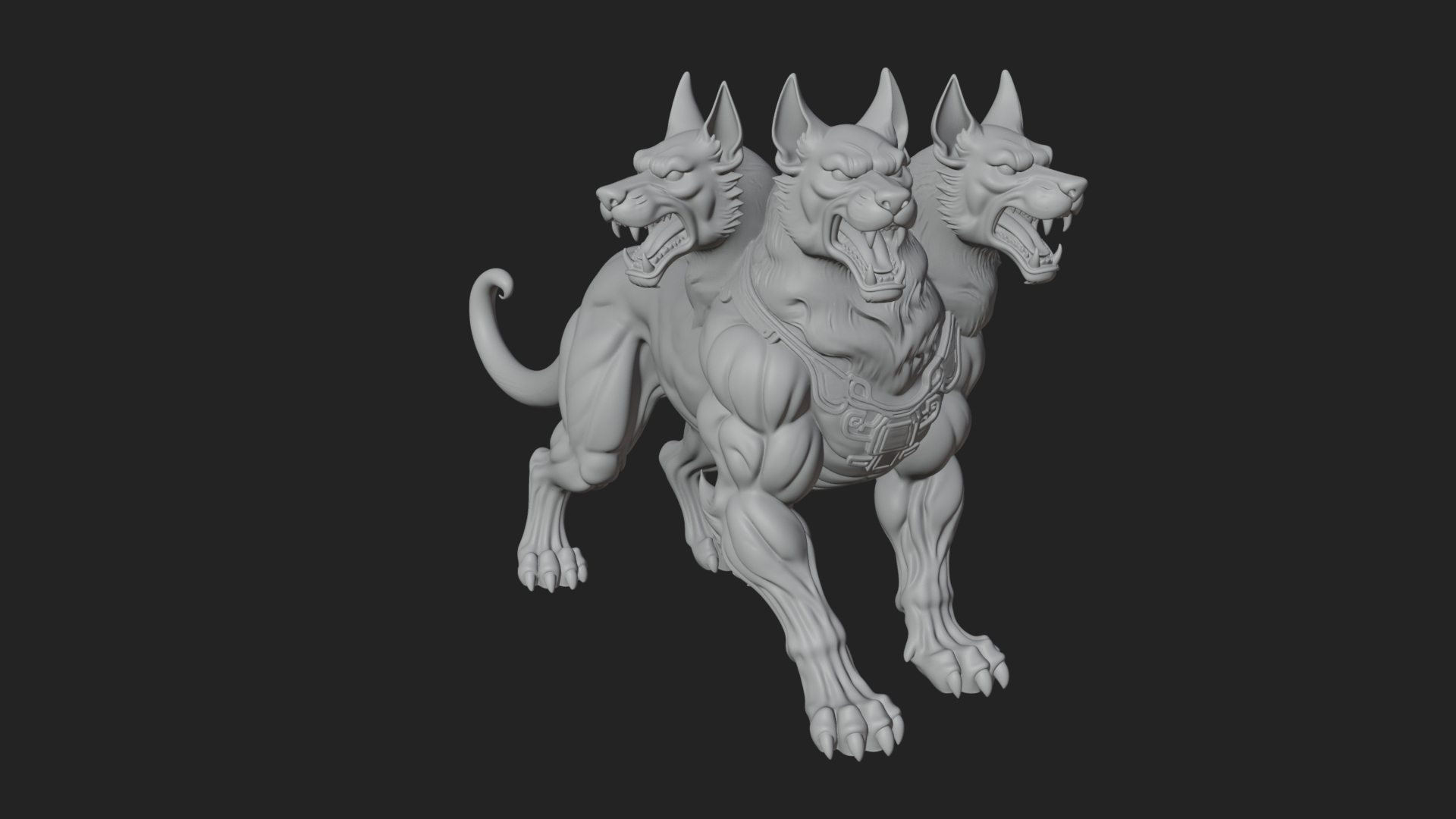 Cerberus Three-Headed Dog Statue Design 10 3D Print Model 3D Model