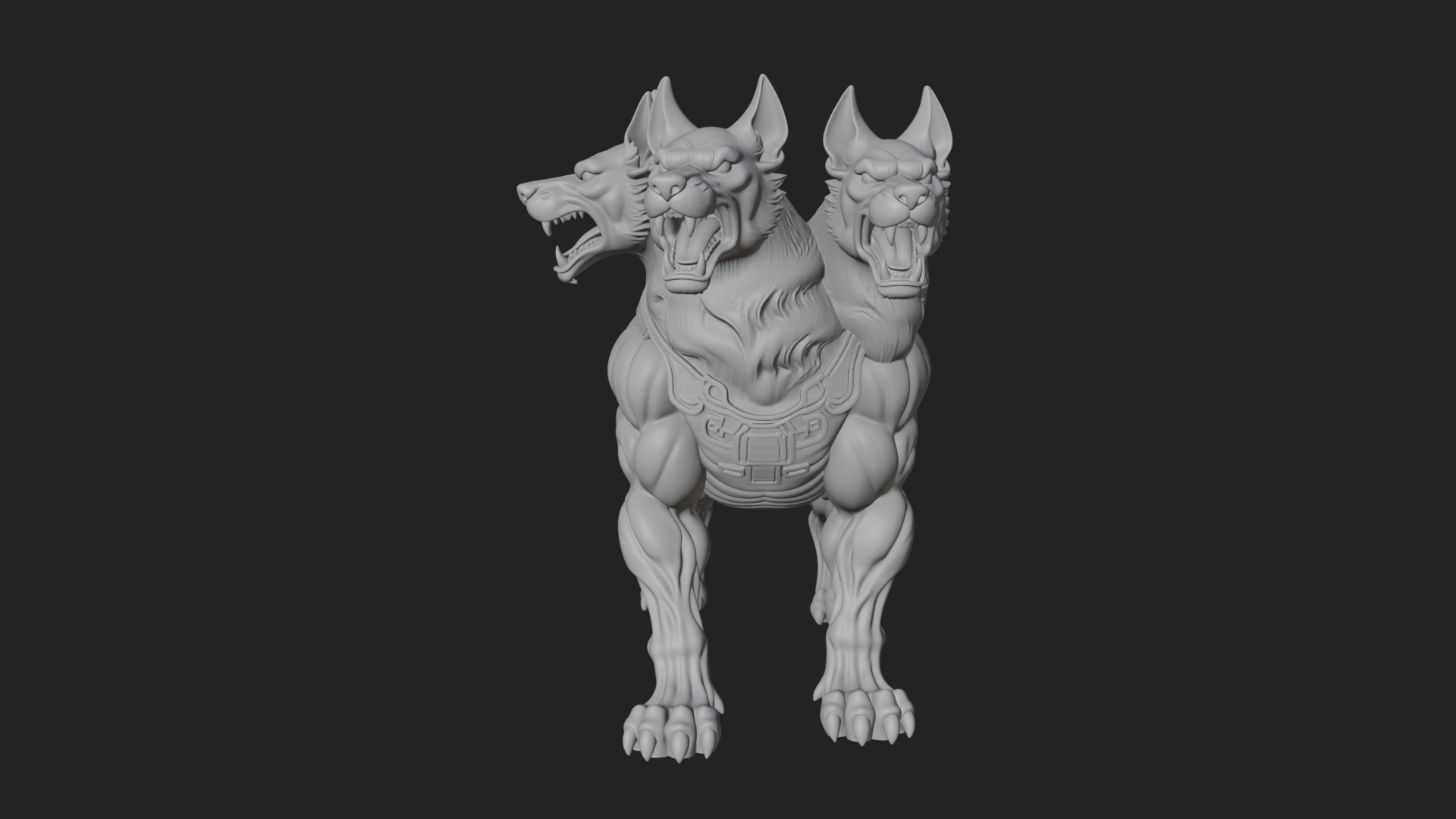 Cerberus Three-Headed Dog Statue Design 10 3D Print Model 3D Model