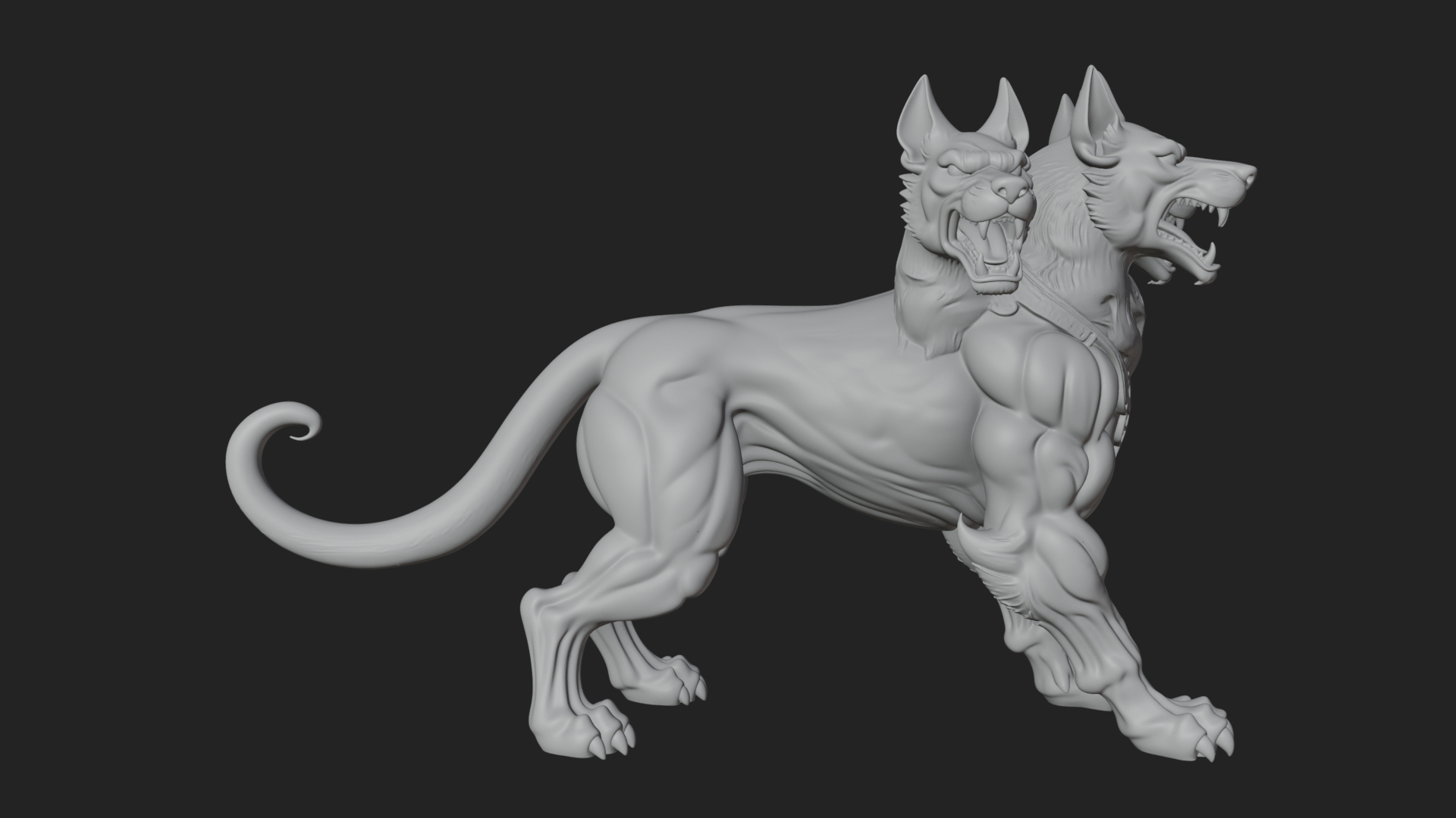 Cerberus Three-Headed Dog Statue Design 10 3D Print Model 3D Model
