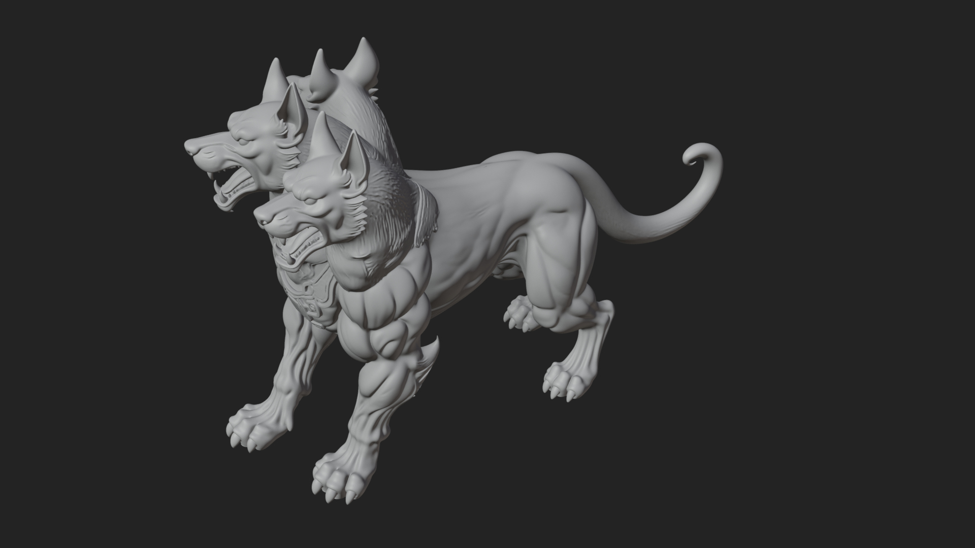 Cerberus Three-Headed Dog Statue Design 10 3D Print Model 3D Model
