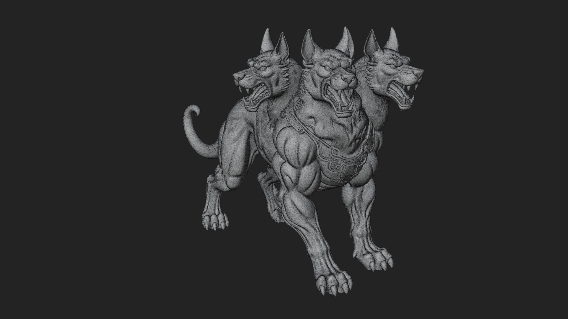 Cerberus Three-Headed Dog Statue Design 10 3D Print Model 3D Model
