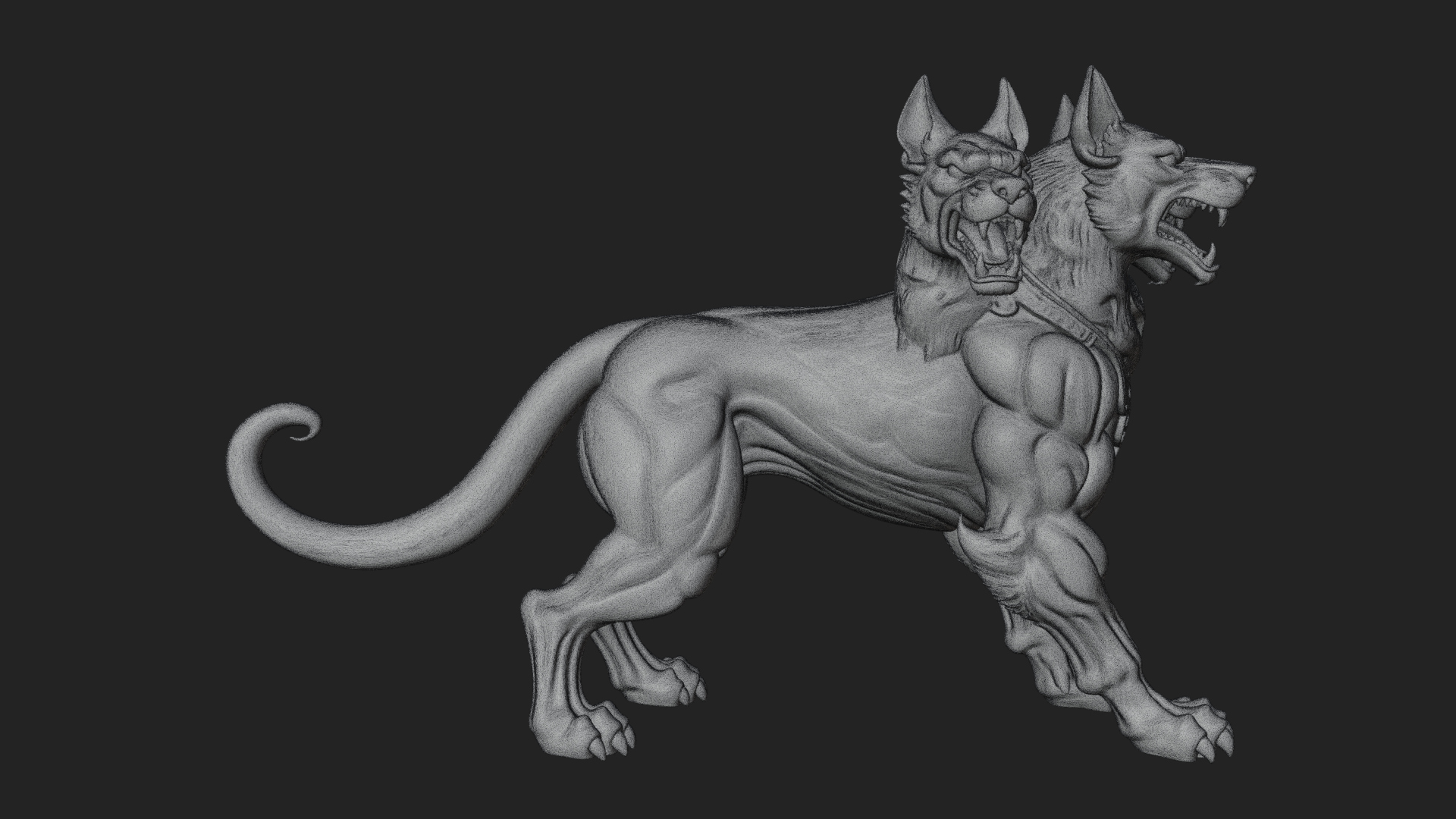 Cerberus Three-Headed Dog Statue Design 10 3D Print Model 3D Model