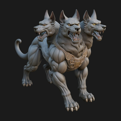 Cerberus Three-Headed Dog Statue Design 10 3D Print Model