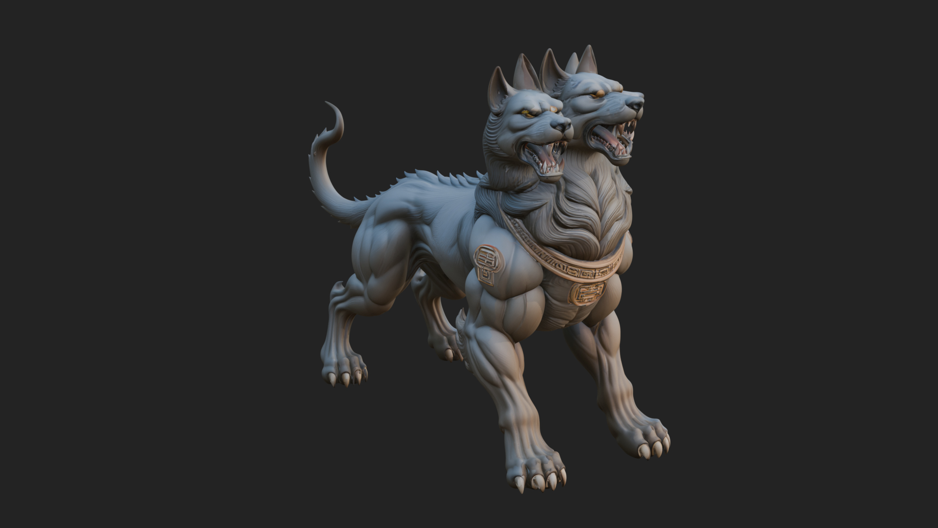 Cerberus Three-Headed Dog Statue Design 11 3D Print Model 3D Model