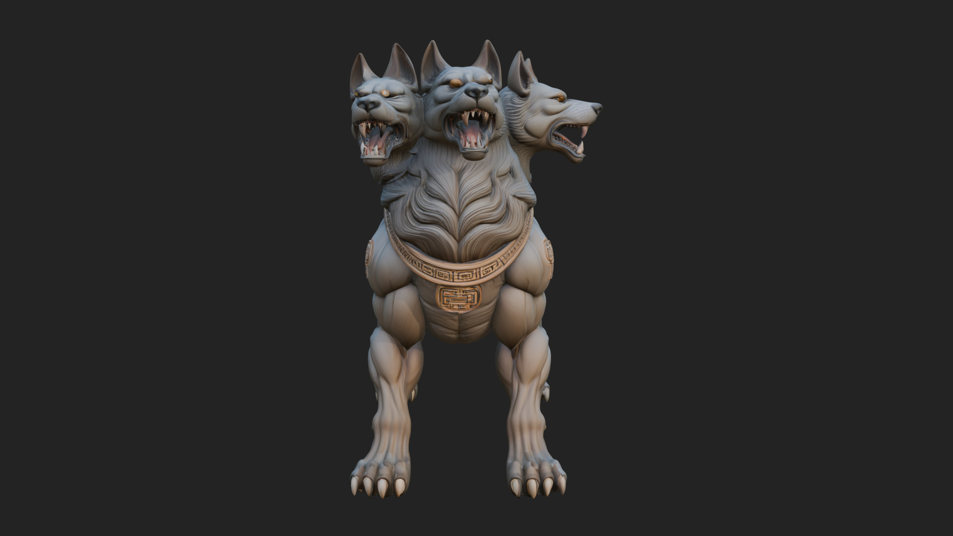 Cerberus Three-Headed Dog Statue Design 11 3D Print Model 3D Model