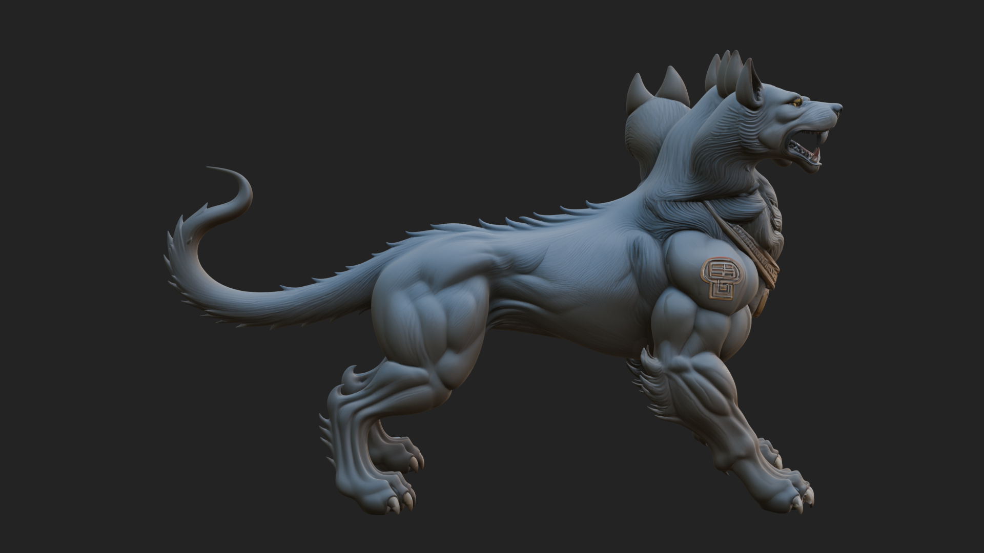 Cerberus Three-Headed Dog Statue Design 11 3D Print Model 3D Model