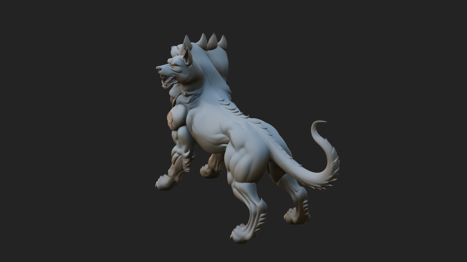 Cerberus Three-Headed Dog Statue Design 11 3D Print Model 3D Model
