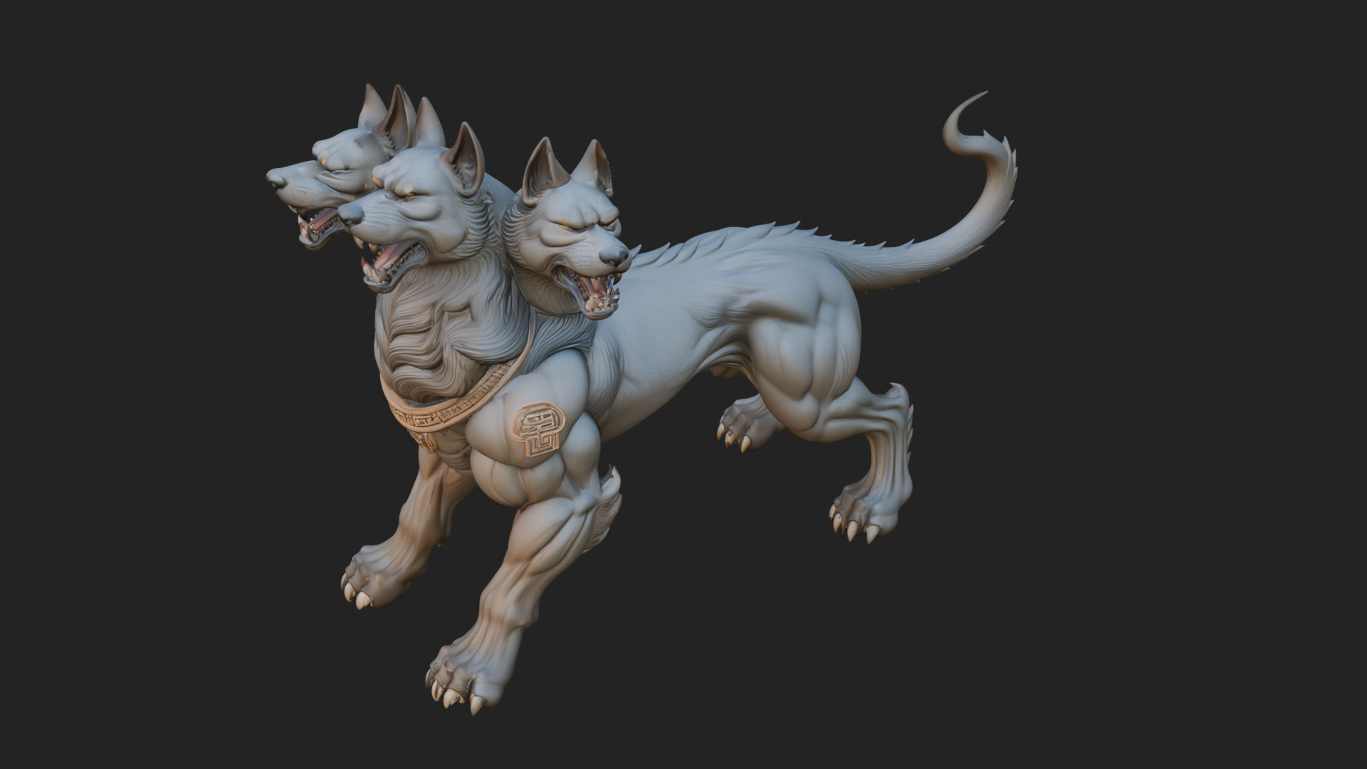 Cerberus Three-Headed Dog Statue Design 11 3D Print Model 3D Model