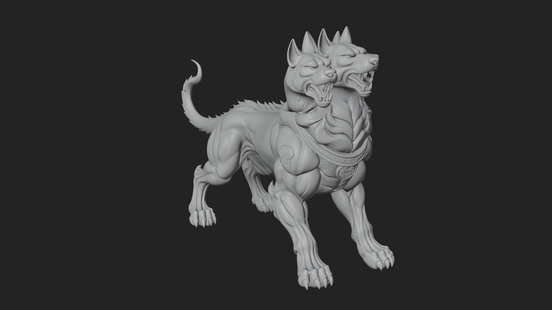 Cerberus Three-Headed Dog Statue Design 11 3D Print Model 3D Model