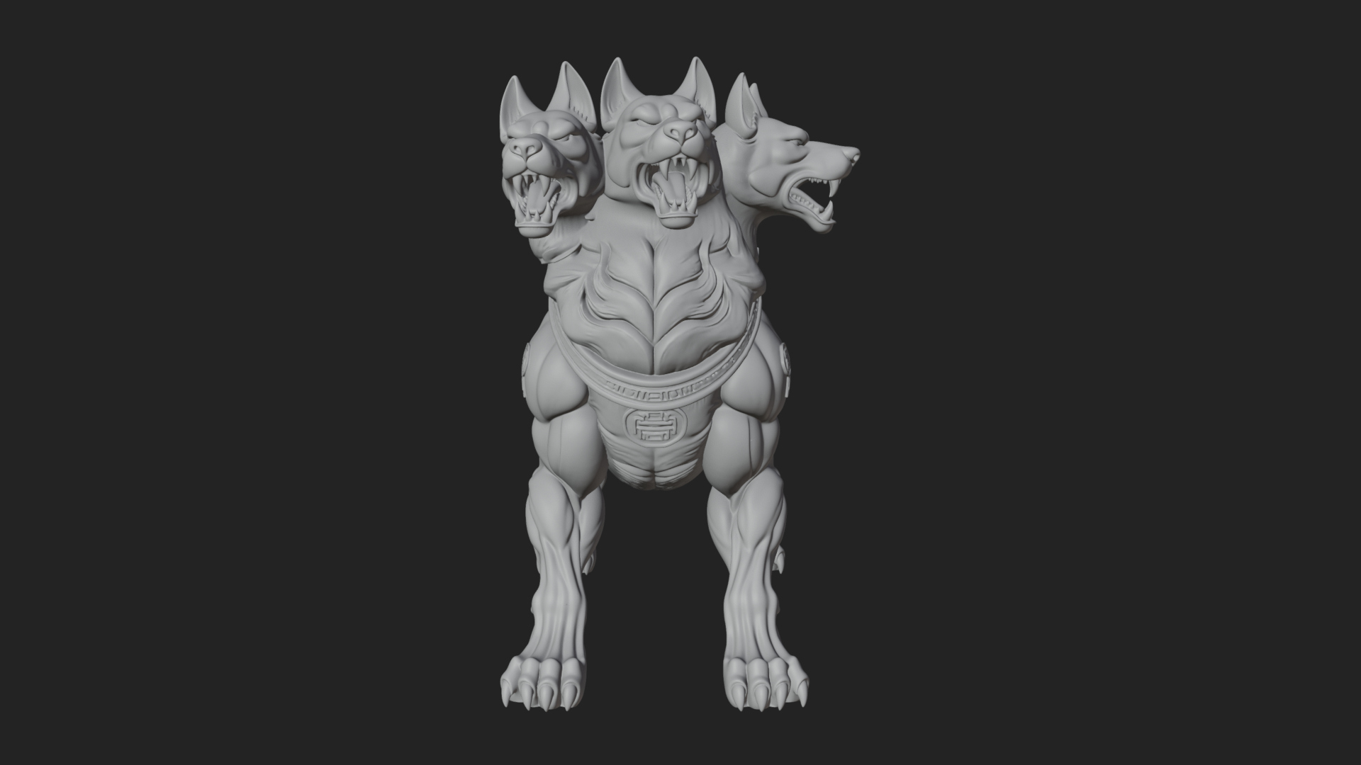 Cerberus Three-Headed Dog Statue Design 11 3D Print Model 3D Model