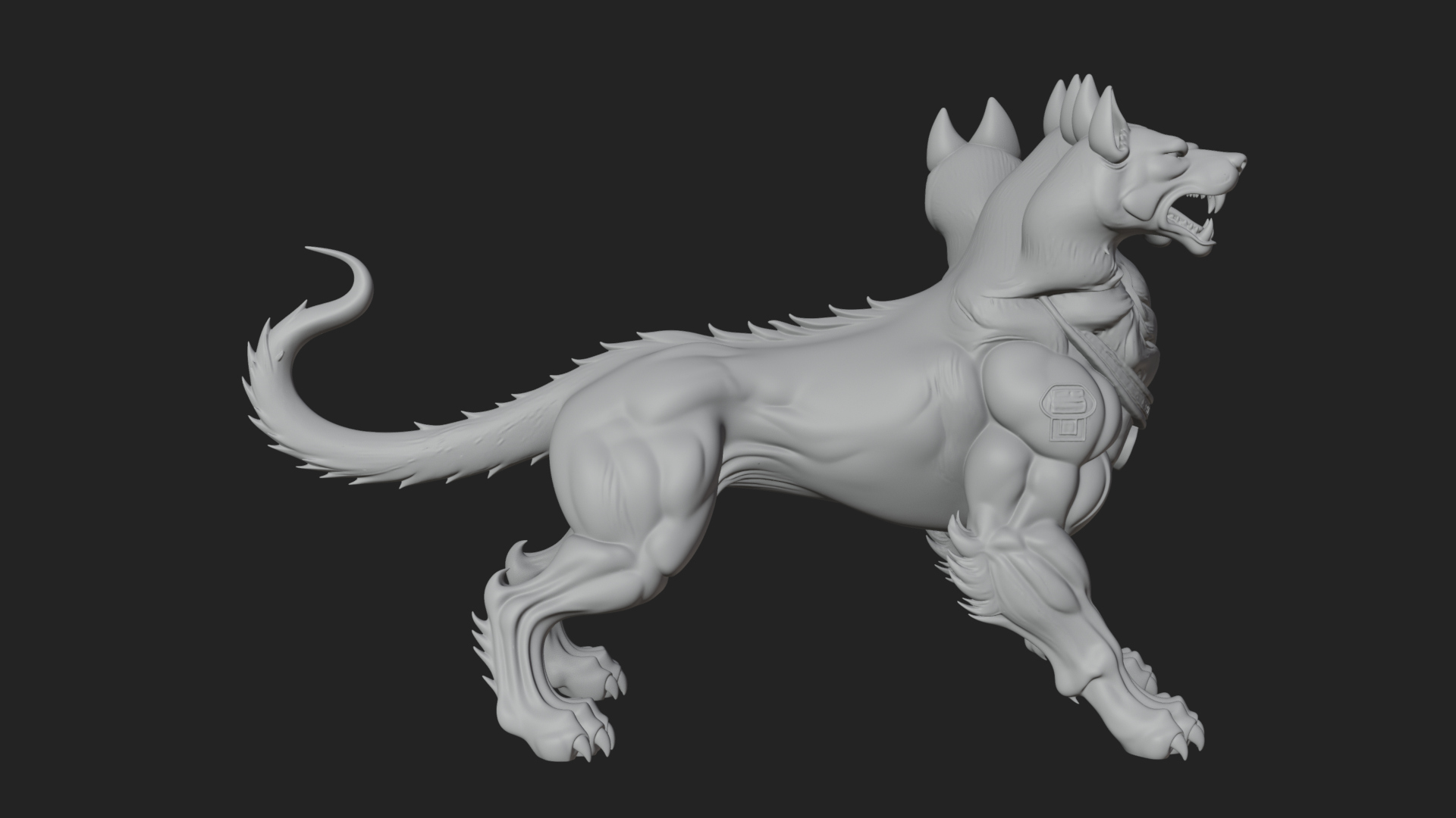 Cerberus Three-Headed Dog Statue Design 11 3D Print Model 3D Model