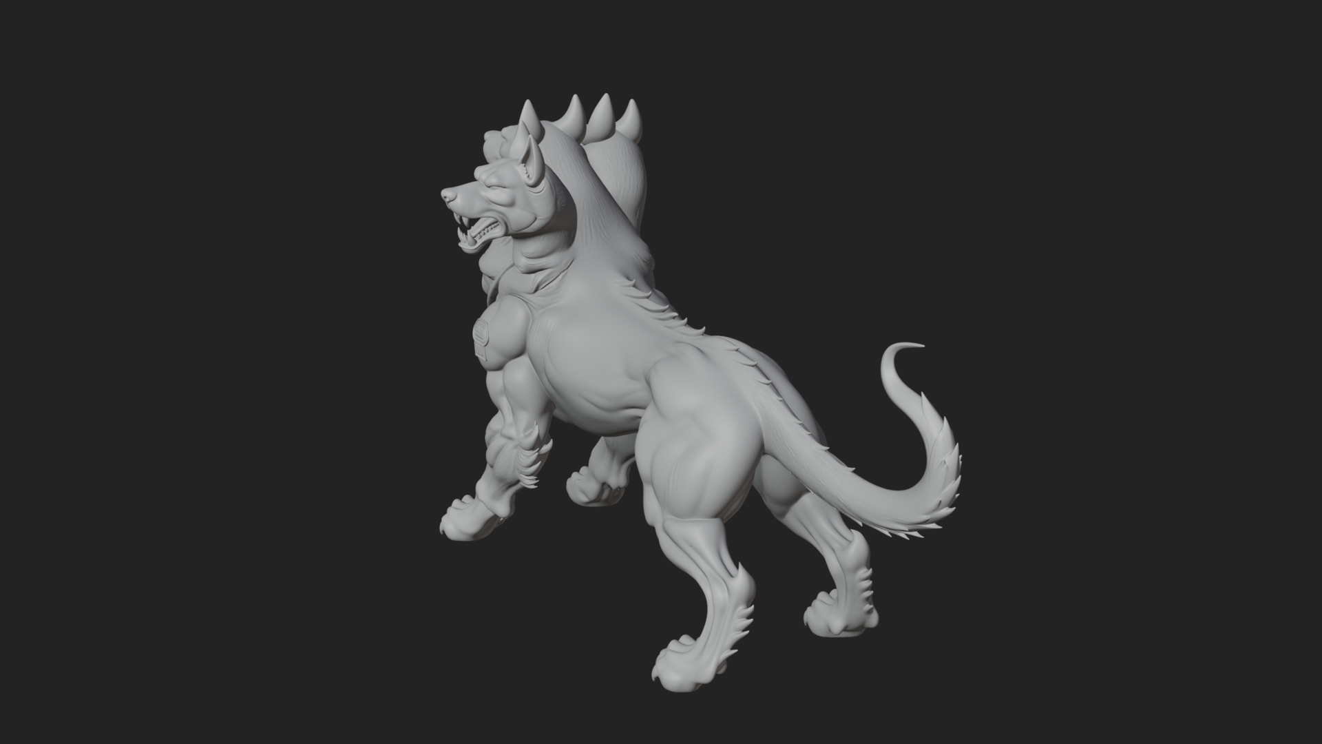 Cerberus Three-Headed Dog Statue Design 11 3D Print Model 3D Model