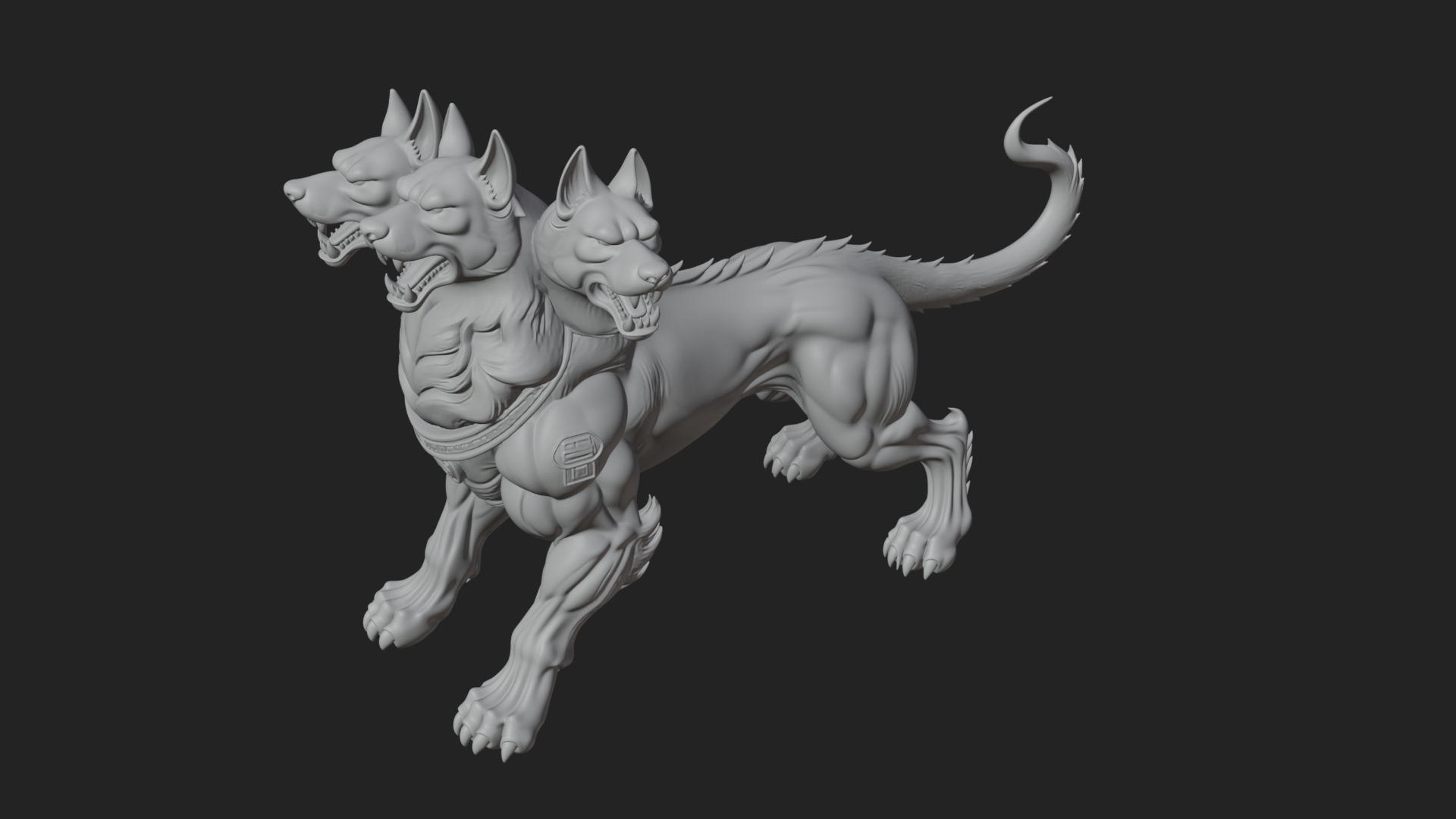 Cerberus Three-Headed Dog Statue Design 11 3D Print Model 3D Model