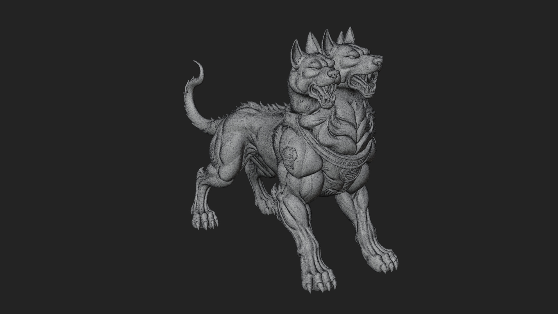 Cerberus Three-Headed Dog Statue Design 11 3D Print Model 3D Model