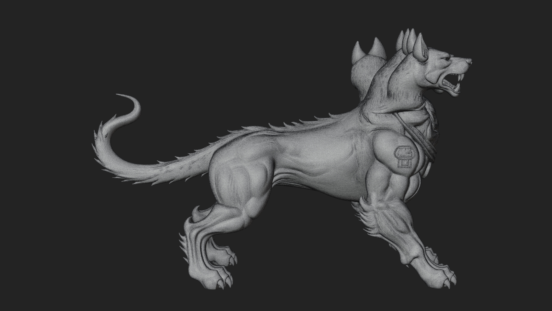 Cerberus Three-Headed Dog Statue Design 11 3D Print Model 3D Model