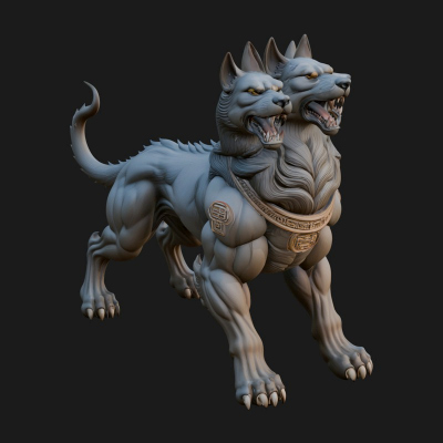 Cerberus Three-Headed Dog Statue Design 11 3D Print Model