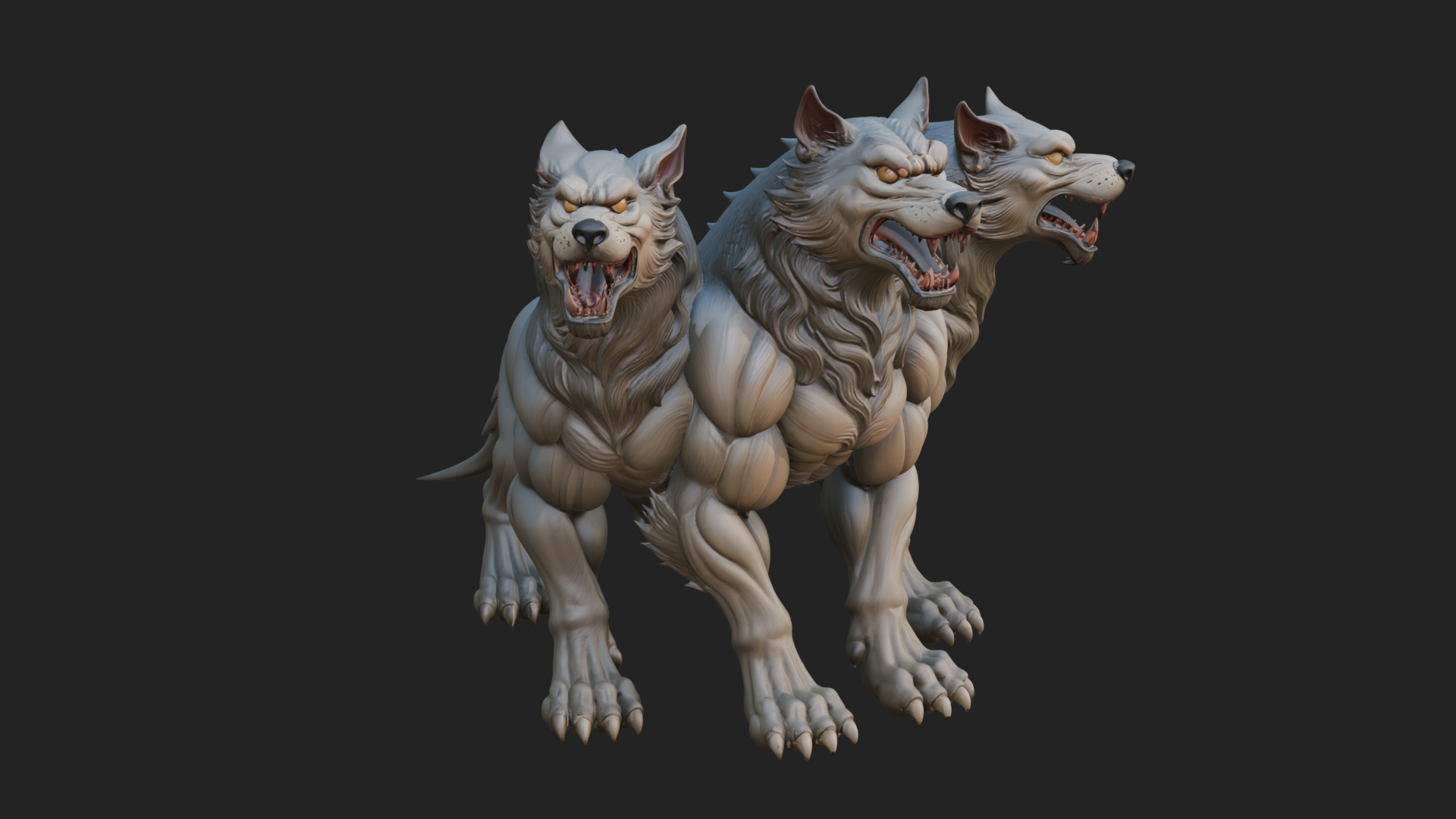 Cerberus Three-Headed Dog Statue Design 4 3D Print Model 3D Model