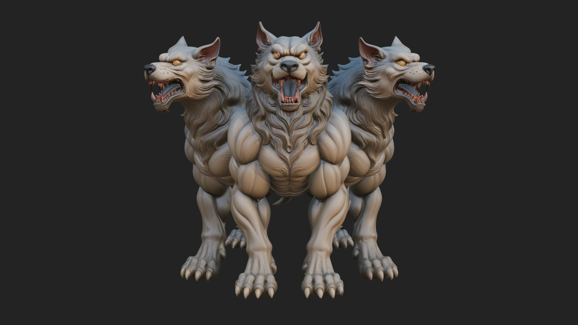 Cerberus Three-Headed Dog Statue Design 4 3D Print Model 3D Model