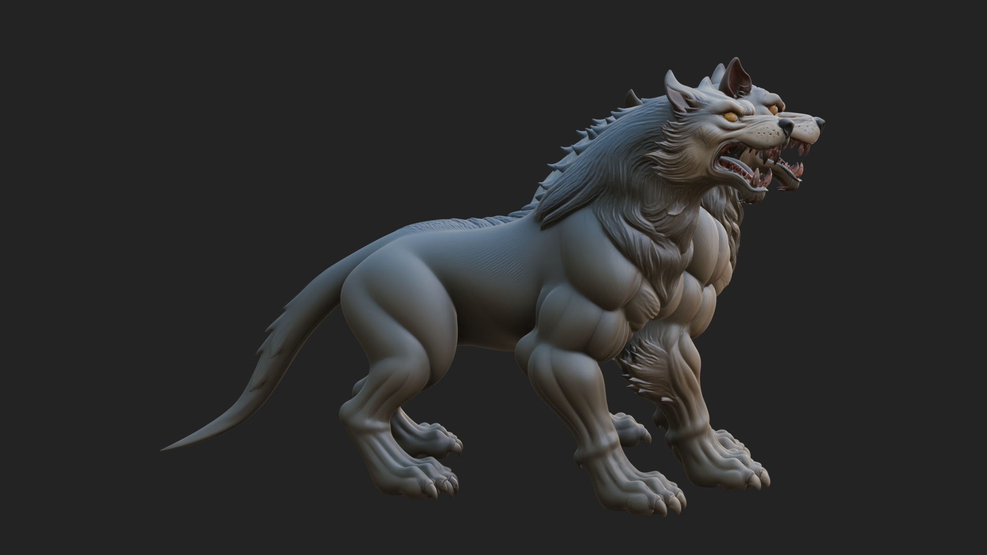 Cerberus Three-Headed Dog Statue Design 4 3D Print Model 3D Model