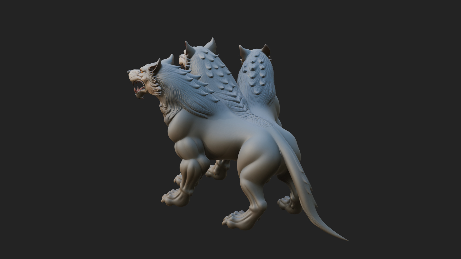 Cerberus Three-Headed Dog Statue Design 4 3D Print Model 3D Model