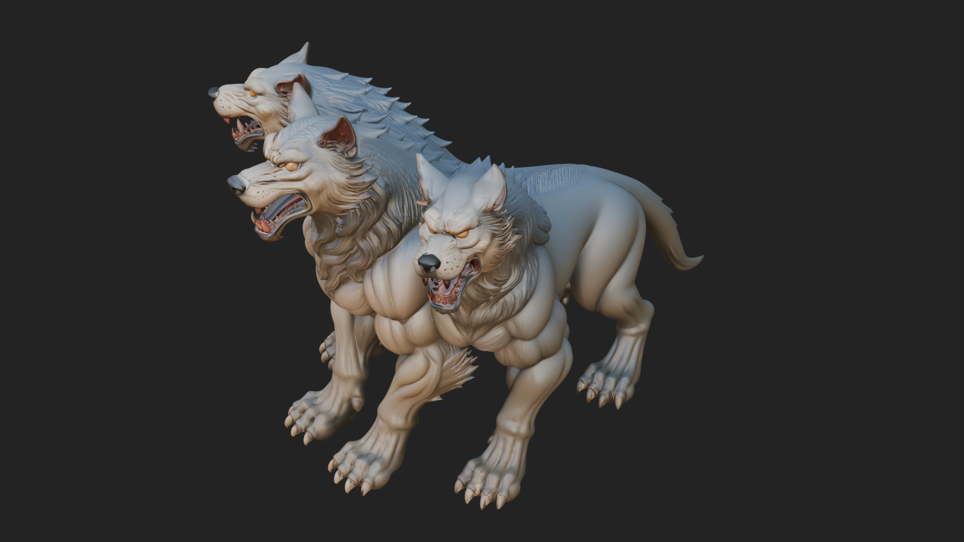Cerberus Three-Headed Dog Statue Design 4 3D Print Model 3D Model