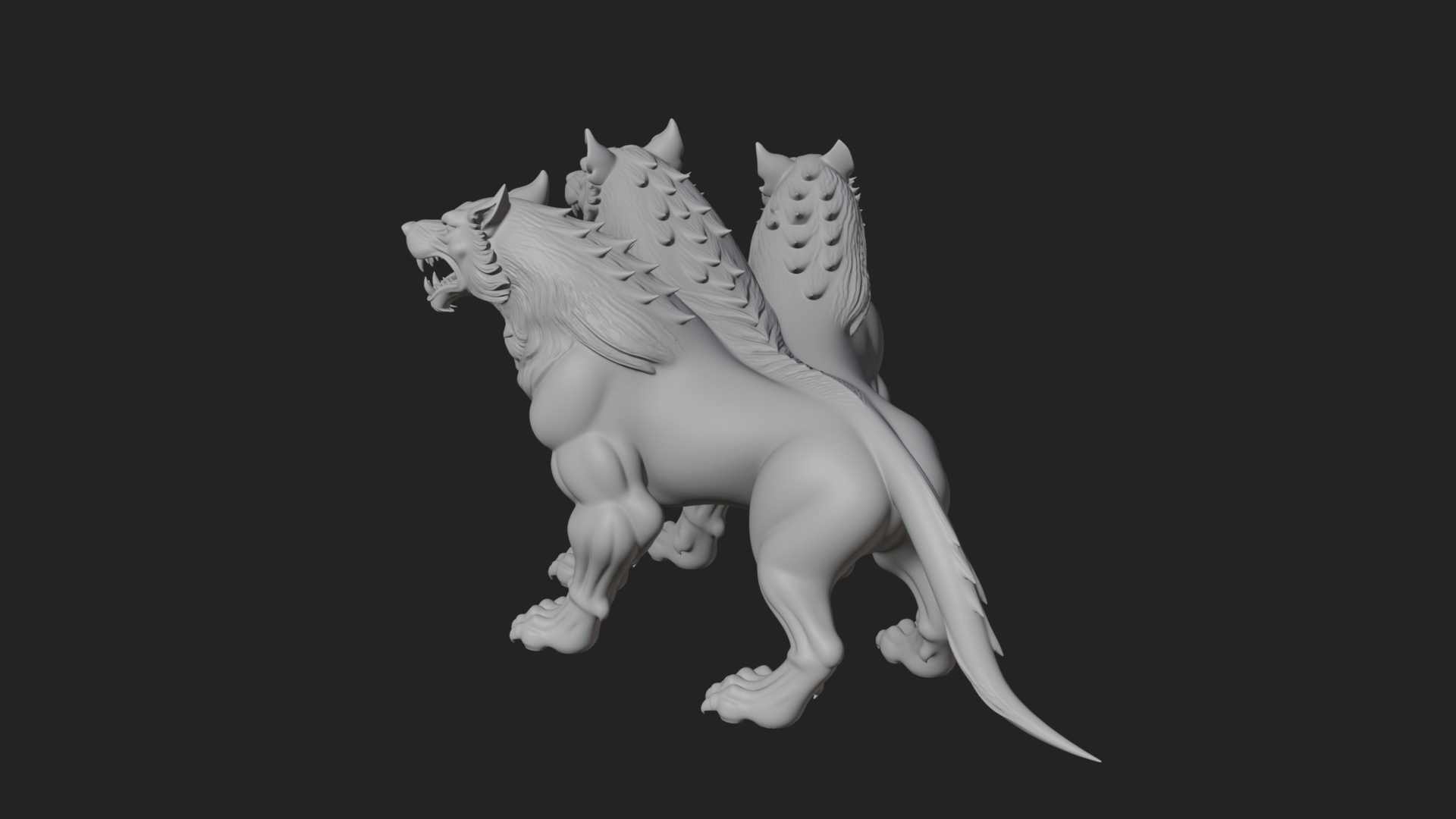 Cerberus Three-Headed Dog Statue Design 4 3D Print Model 3D Model