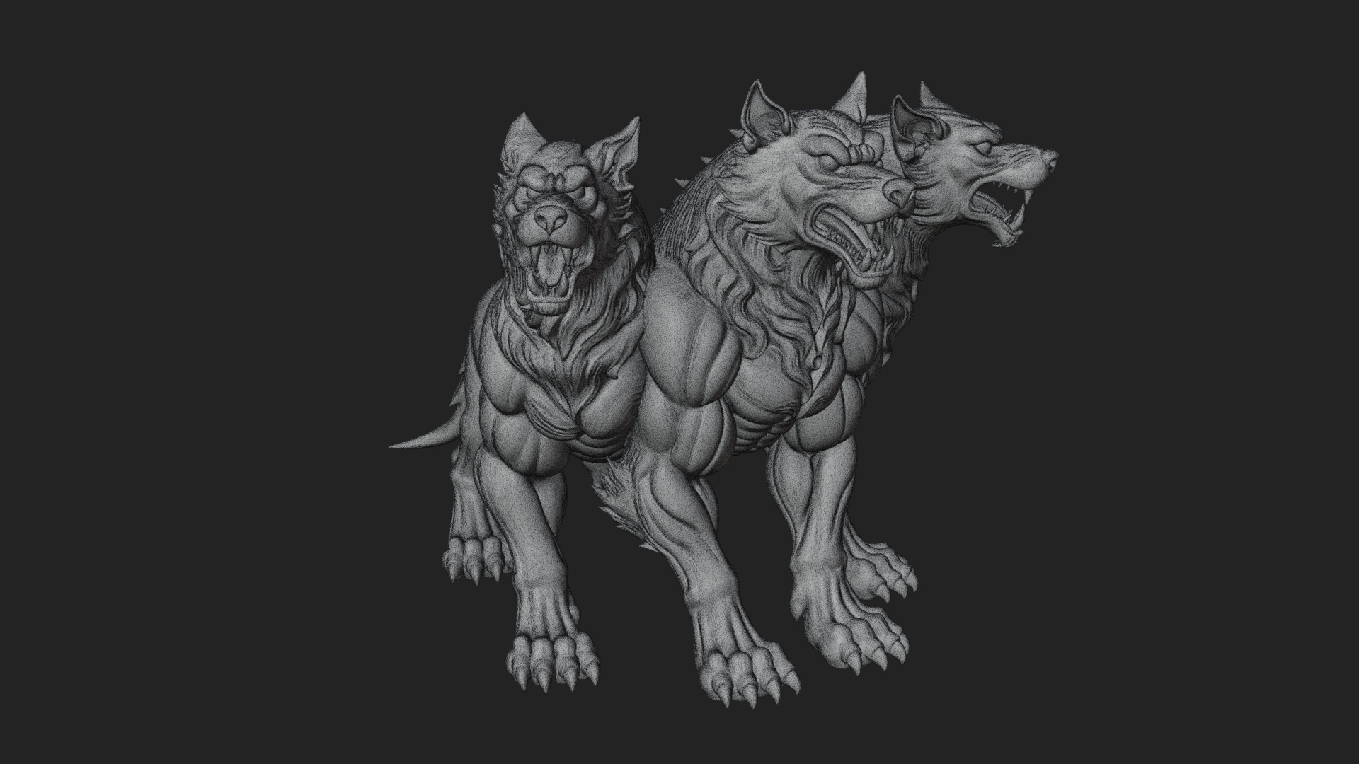 Cerberus Three-Headed Dog Statue Design 4 3D Print Model 3D Model