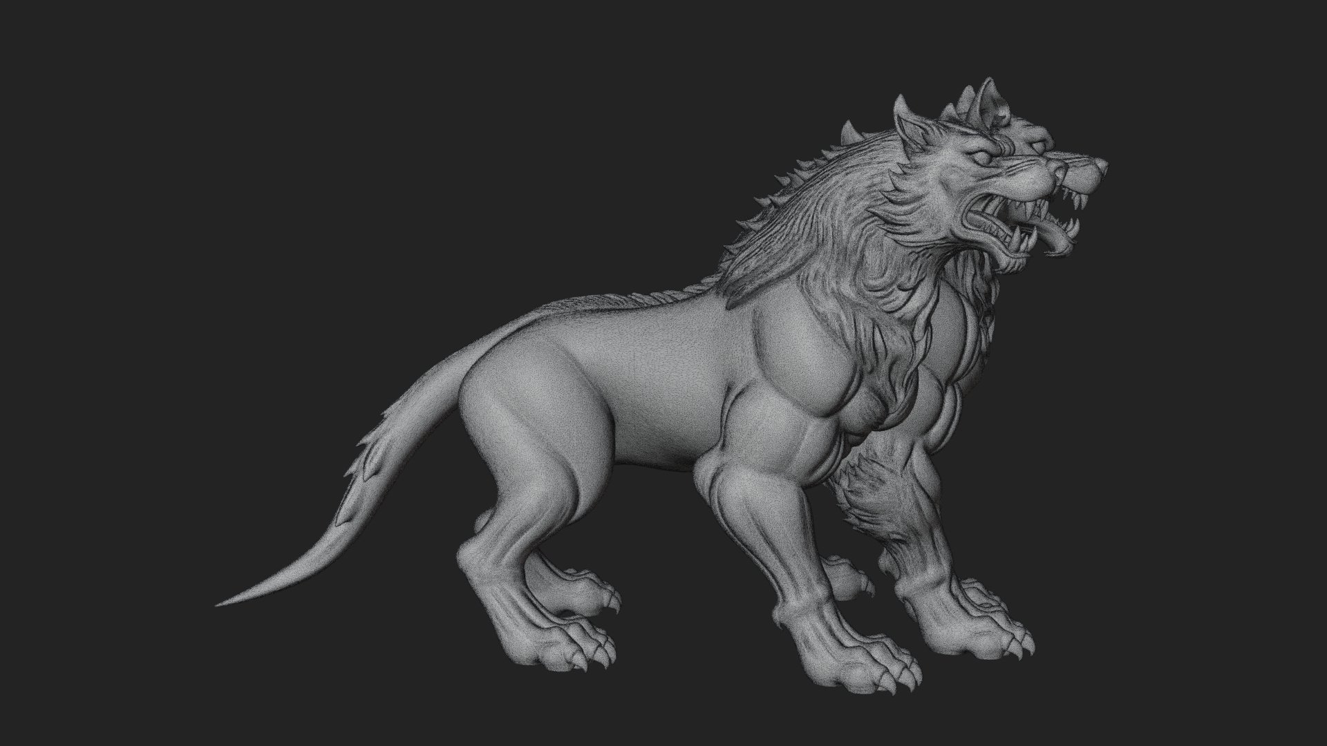 Cerberus Three-Headed Dog Statue Design 4 3D Print Model 3D Model
