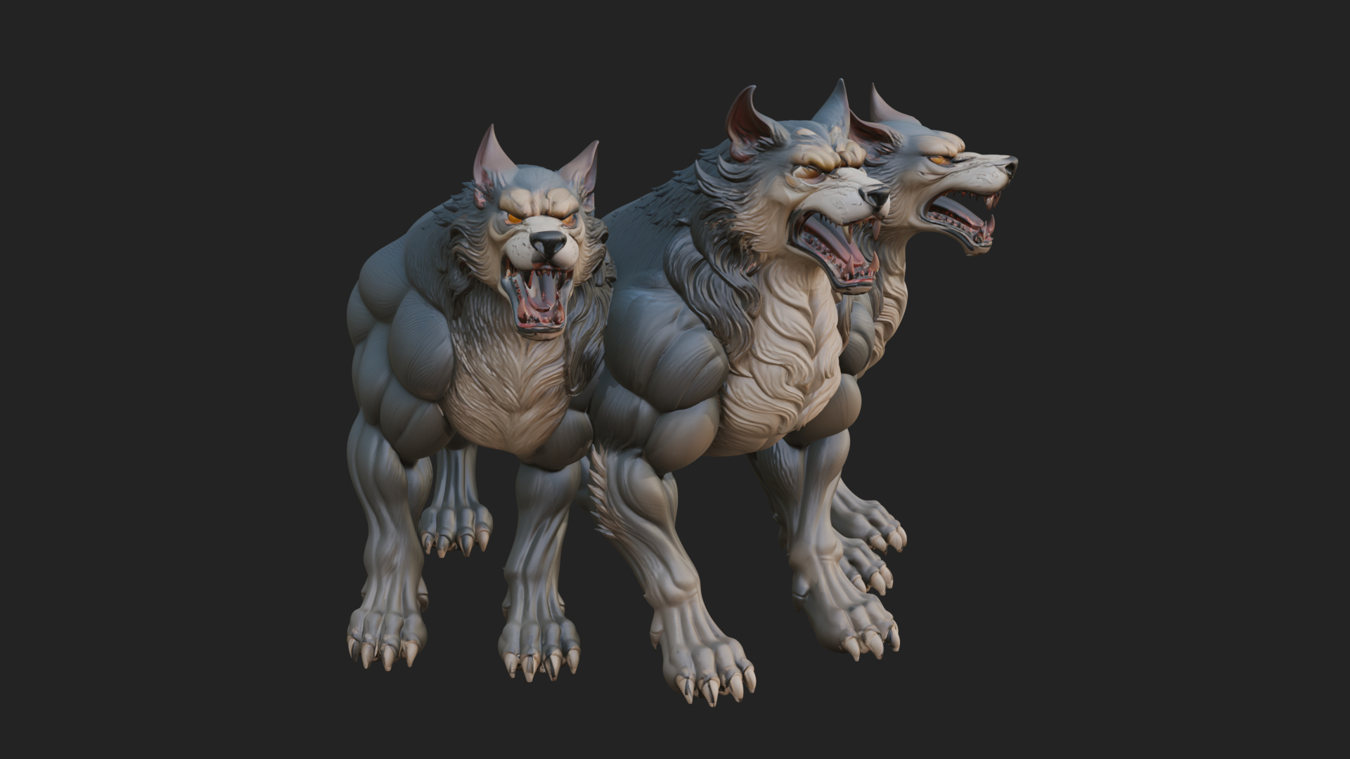 Cerberus Three-Headed Dog Statue Design 5 3D Print Model 3D Model