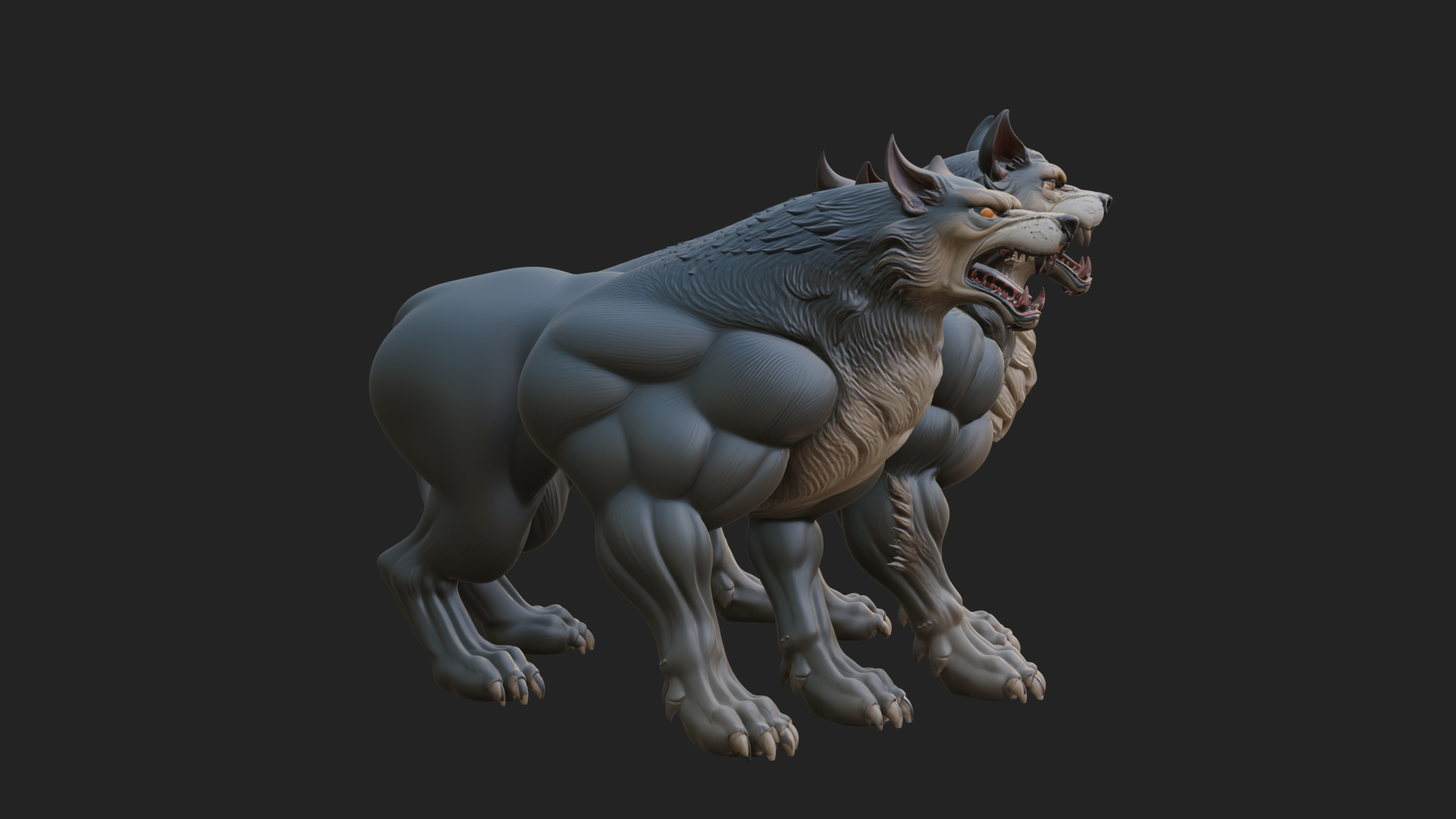 Cerberus Three-Headed Dog Statue Design 5 3D Print Model 3D Model