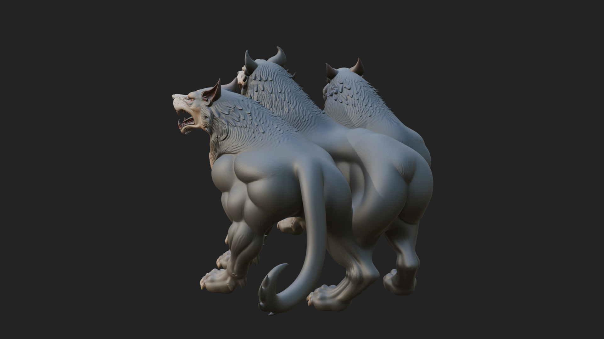 Cerberus Three-Headed Dog Statue Design 5 3D Print Model 3D Model