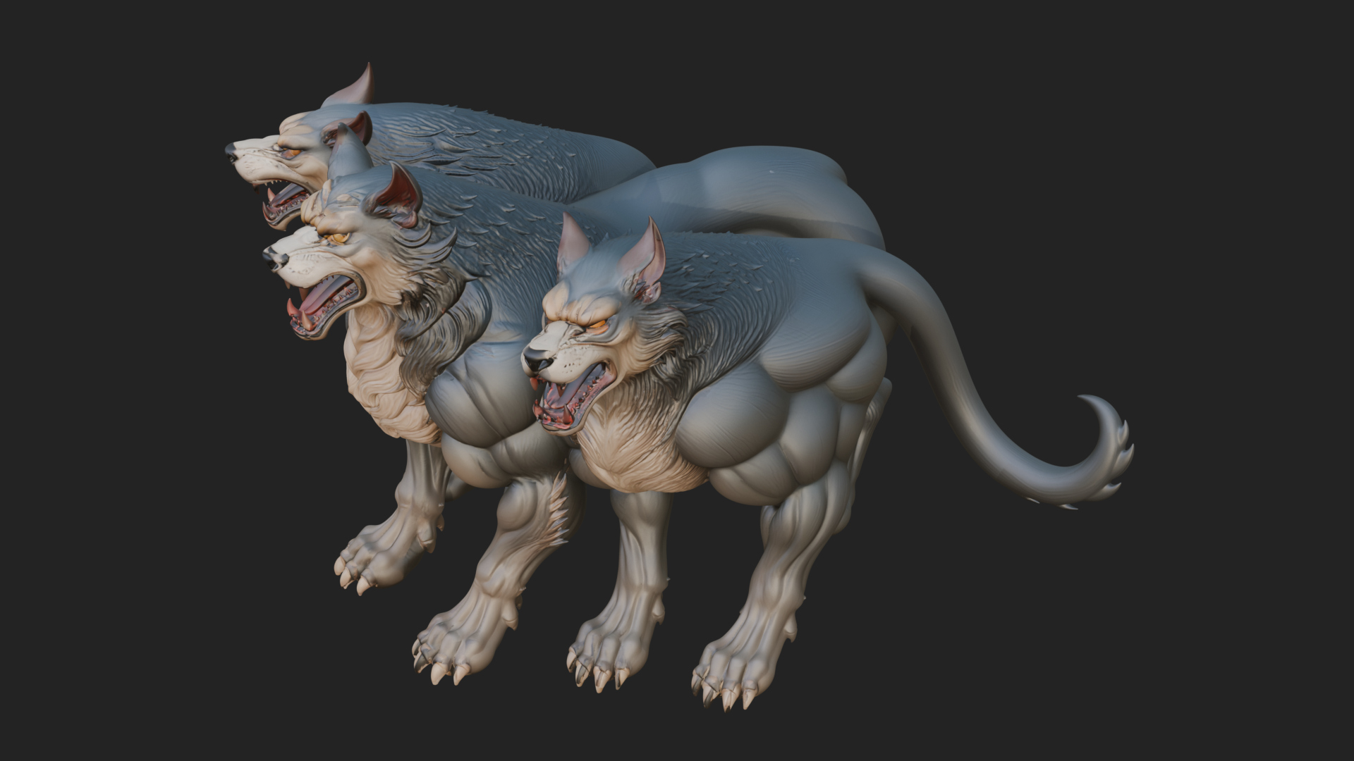 Cerberus Three-Headed Dog Statue Design 5 3D Print Model 3D Model