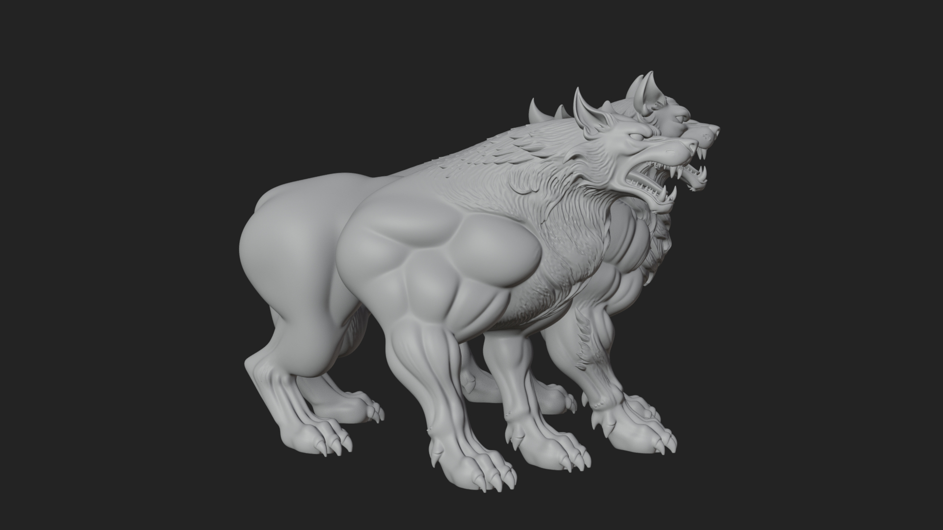 Cerberus Three-Headed Dog Statue Design 5 3D Print Model 3D Model