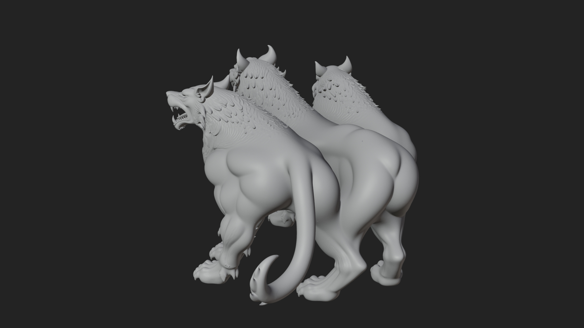 Cerberus Three-Headed Dog Statue Design 5 3D Print Model 3D Model