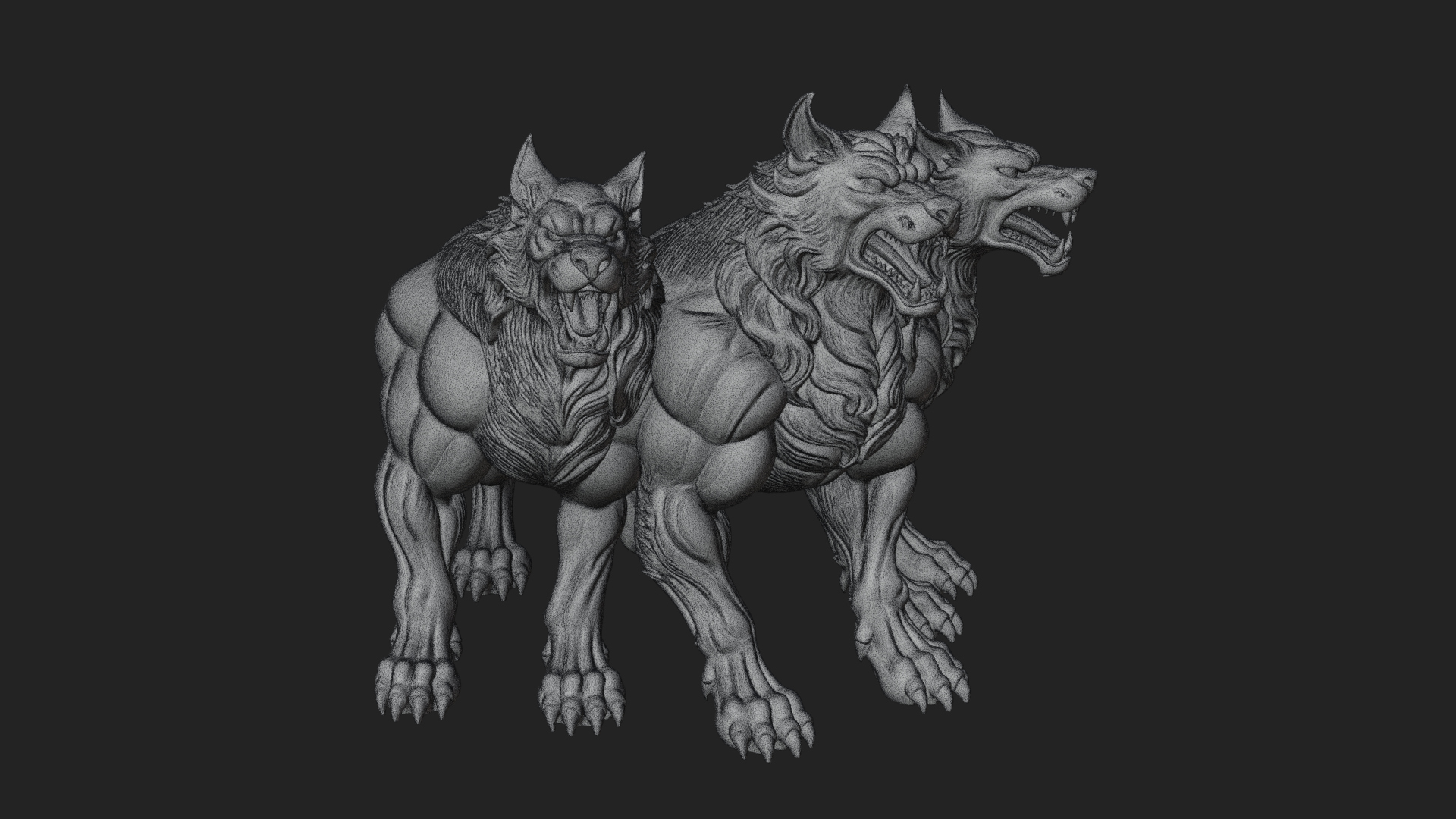 Cerberus Three-Headed Dog Statue Design 5 3D Print Model 3D Model