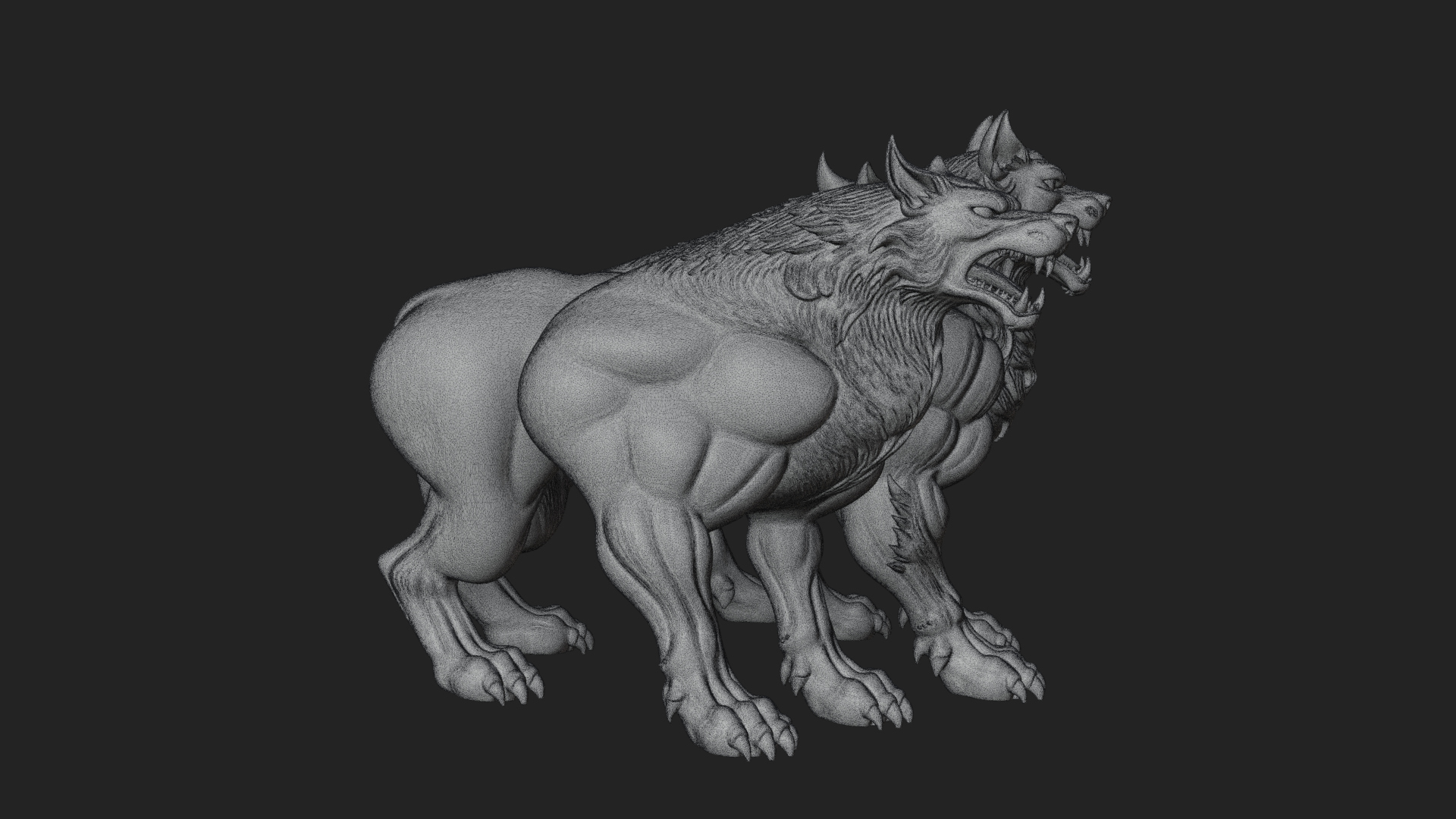 Cerberus Three-Headed Dog Statue Design 5 3D Print Model 3D Model