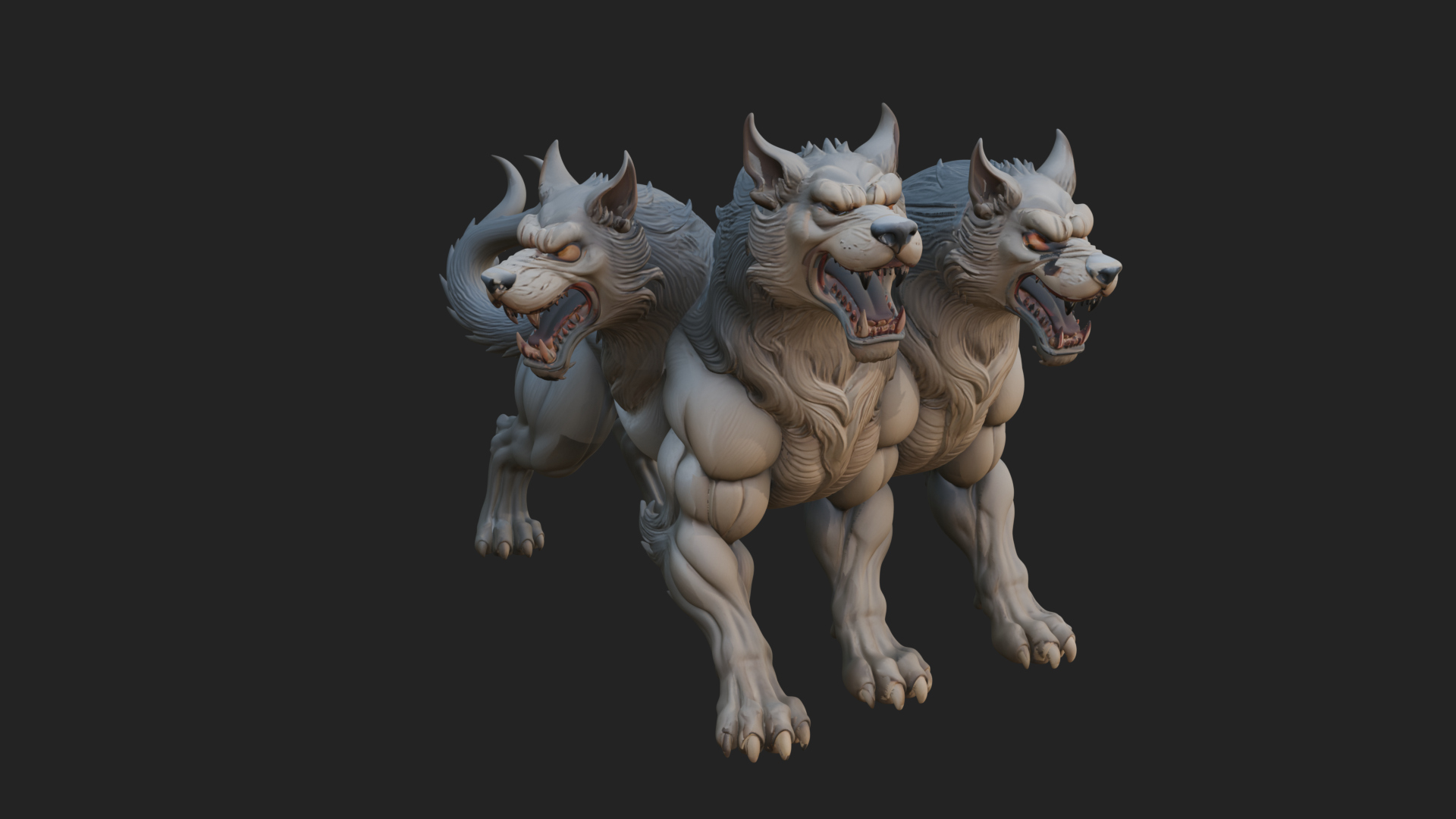 Cerberus Three-Headed Dog Statue Design 6 3D Print Model 3D Model