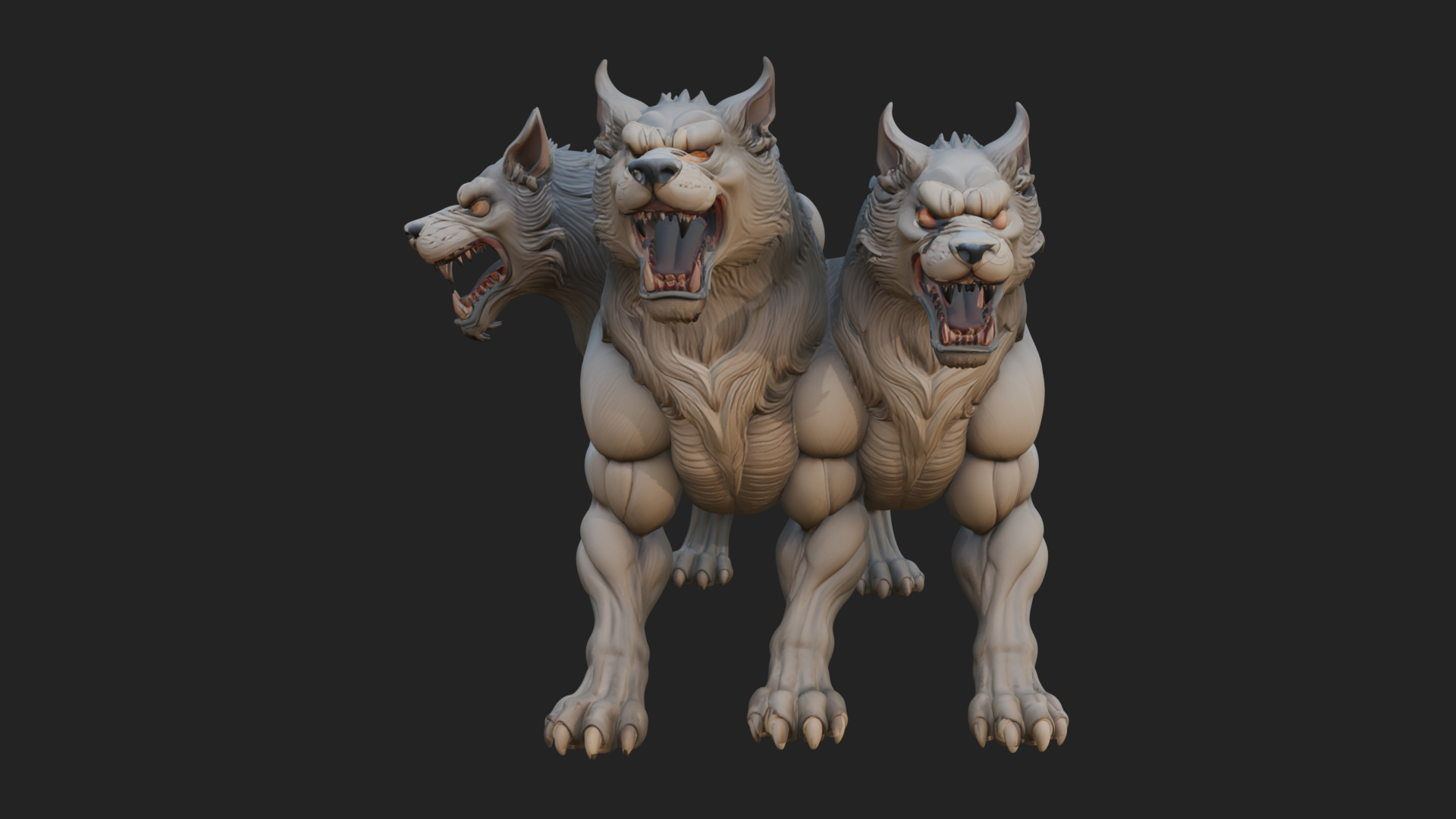 Cerberus Three-Headed Dog Statue Design 6 3D Print Model 3D Model