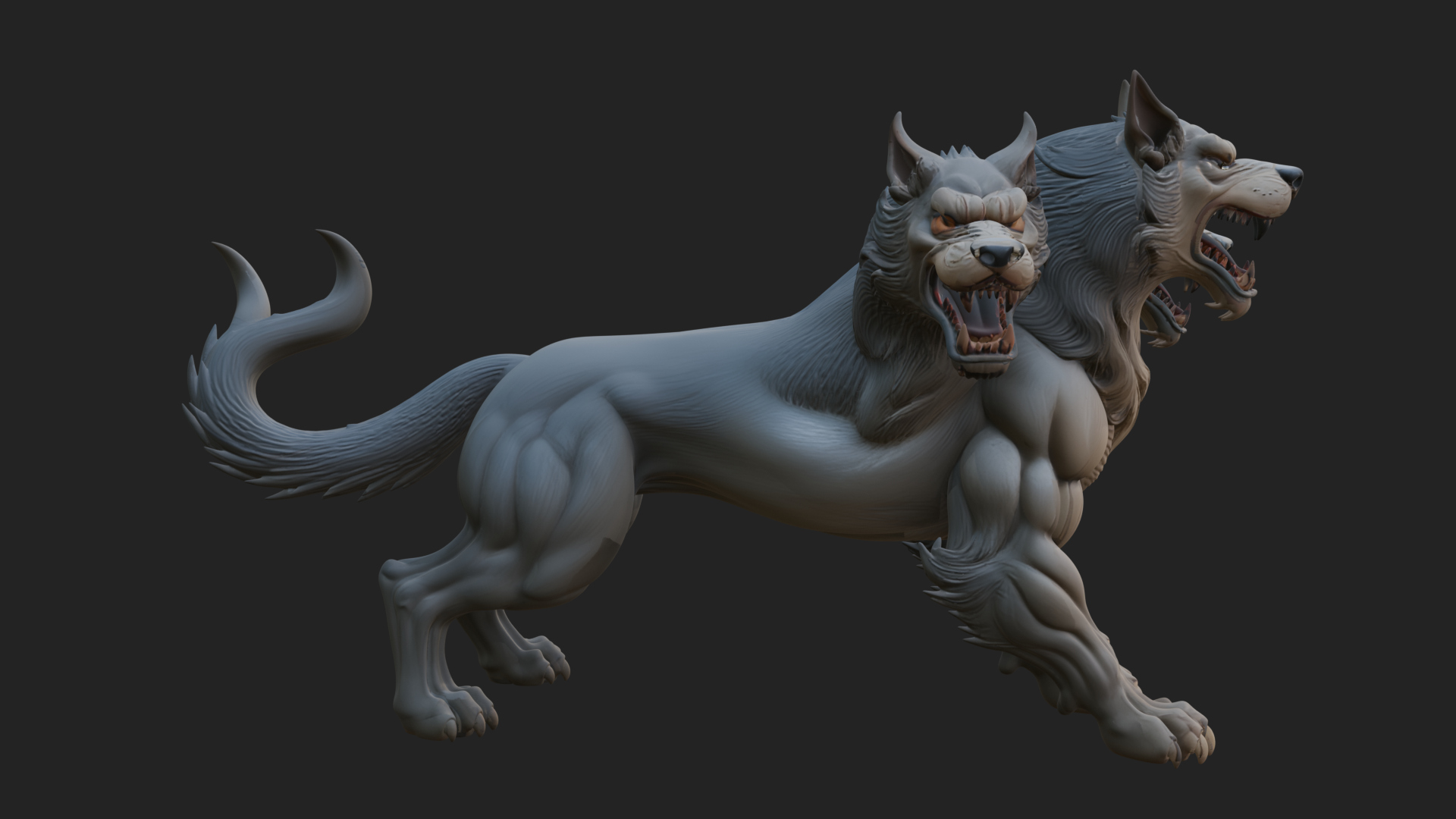 Cerberus Three-Headed Dog Statue Design 6 3D Print Model 3D Model