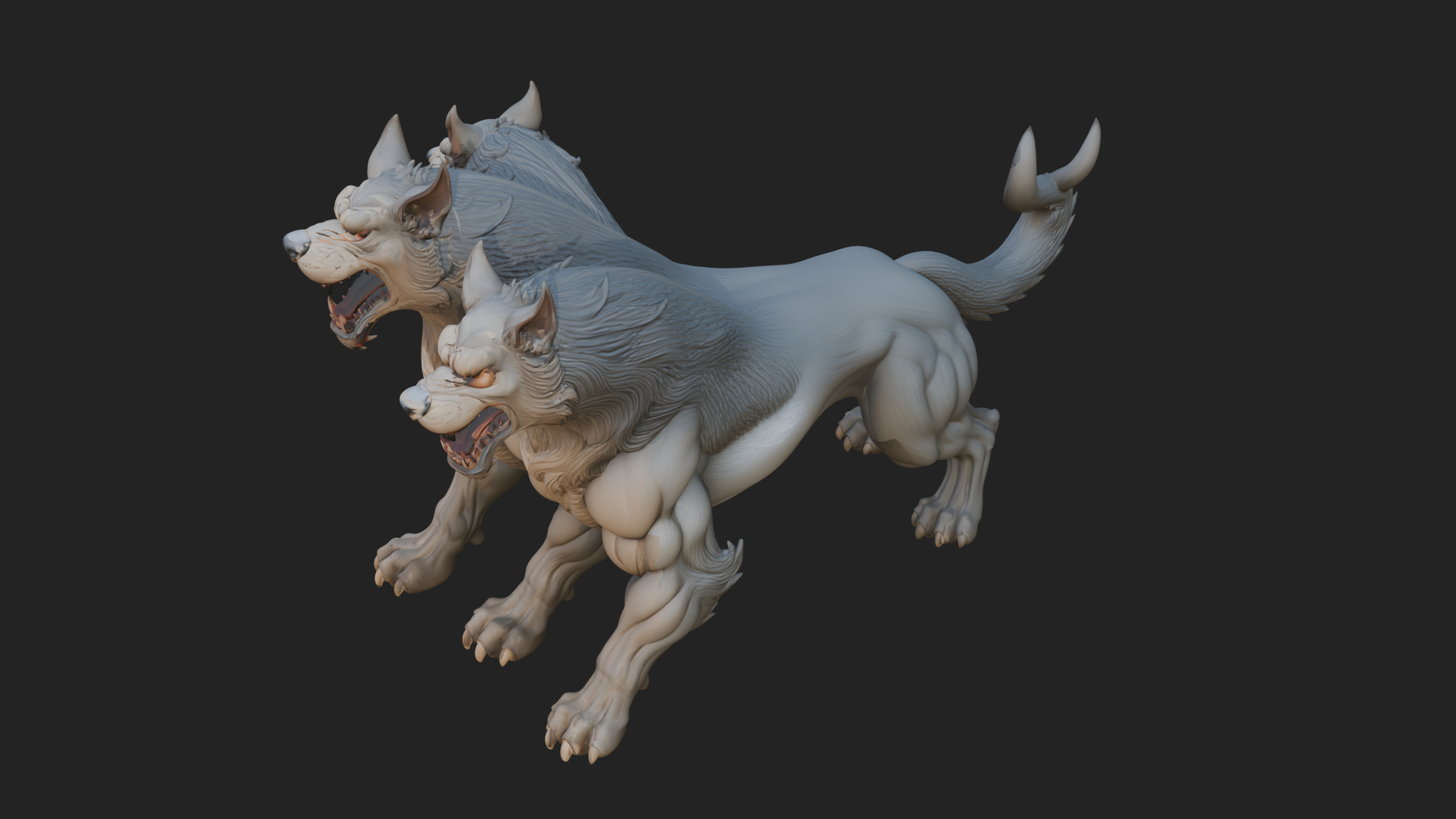Cerberus Three-Headed Dog Statue Design 6 3D Print Model 3D Model