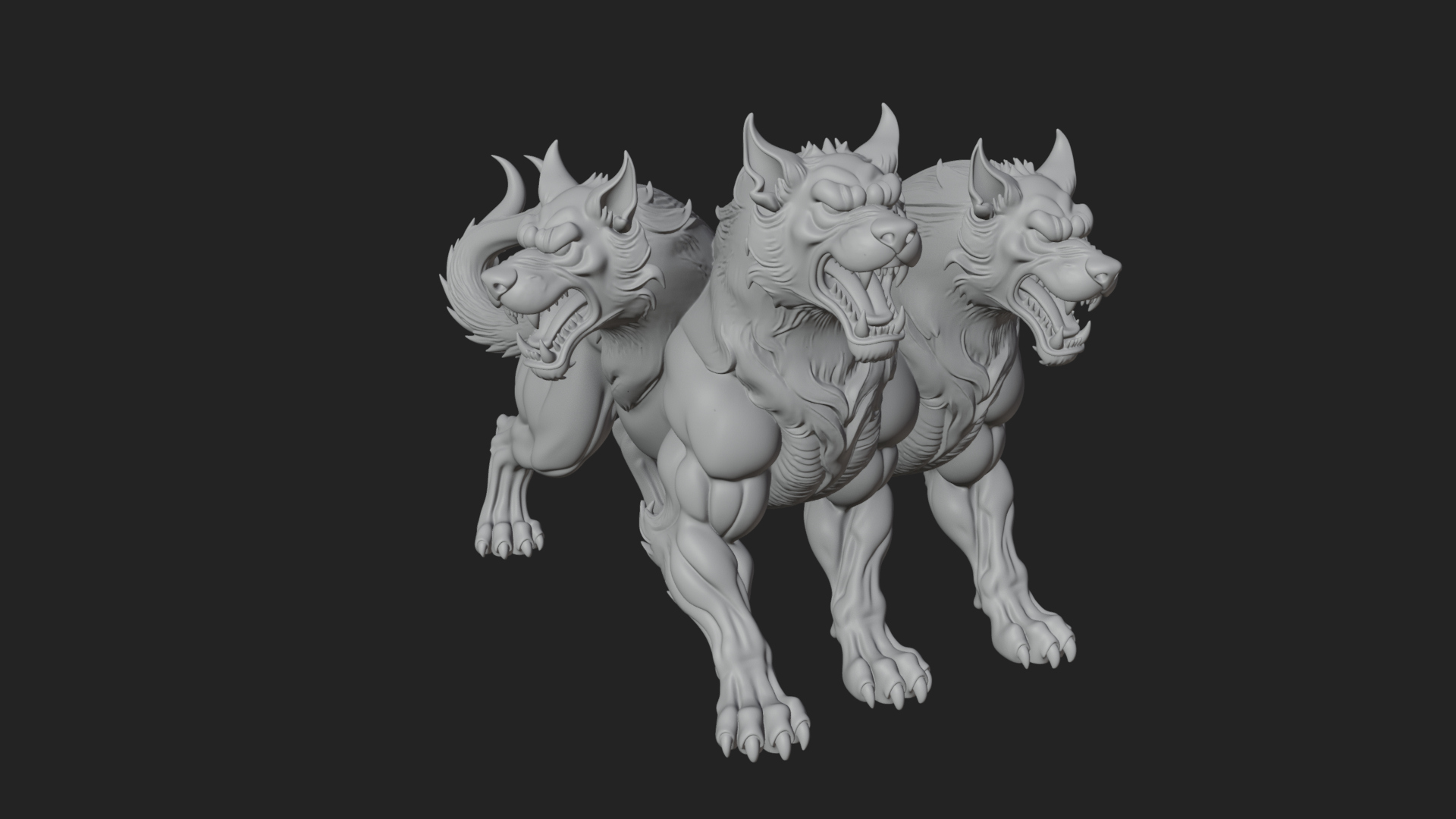 Cerberus Three-Headed Dog Statue Design 6 3D Print Model 3D Model
